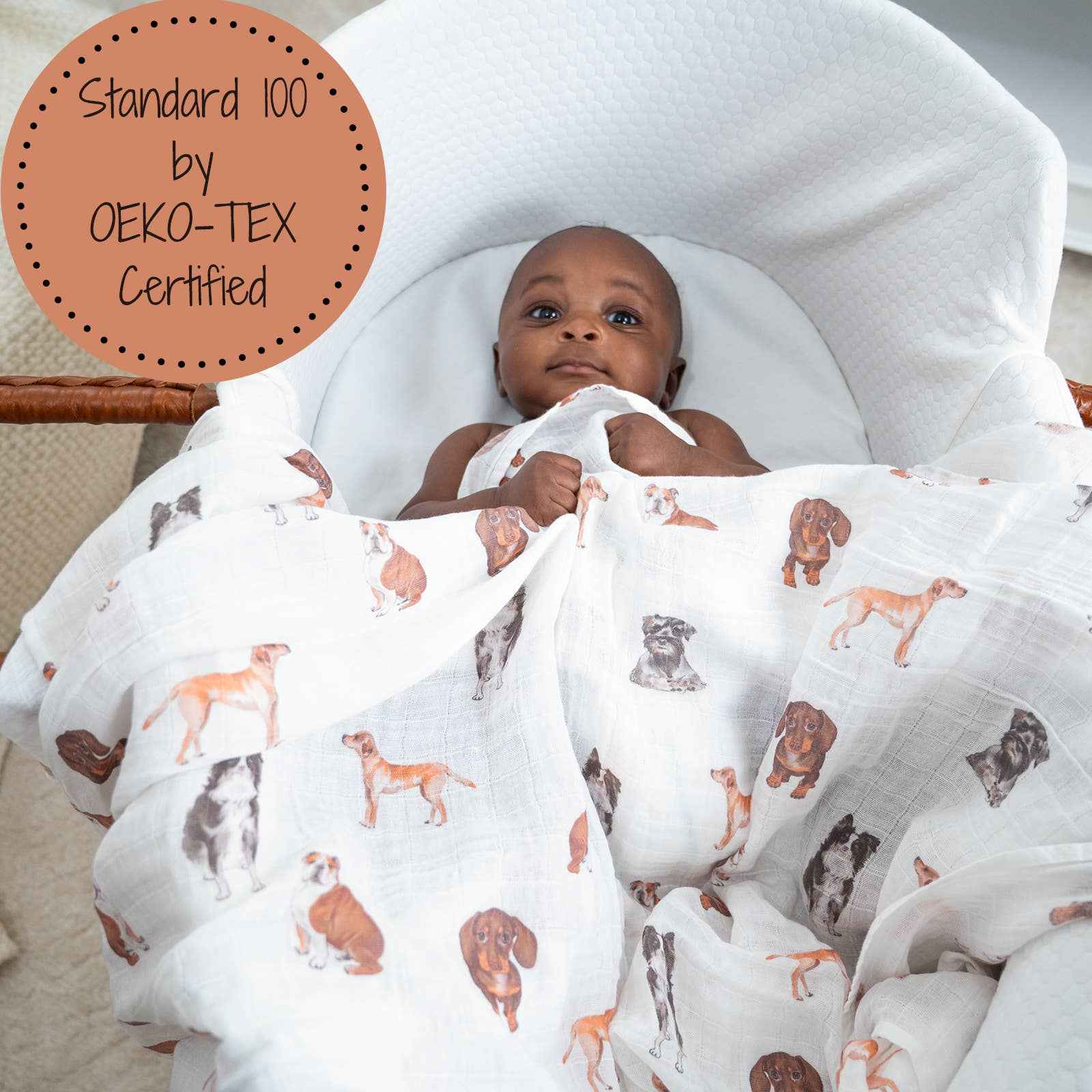 Adorable Dog Print Baby Muslin Swaddle Blanket - Image 4
