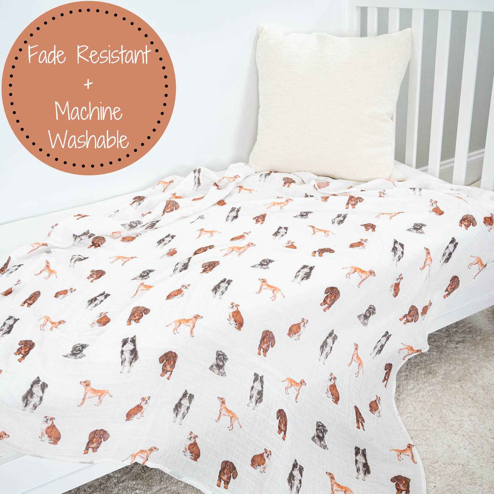 Adorable Dog Print Baby Muslin Swaddle Blanket - Image 7
