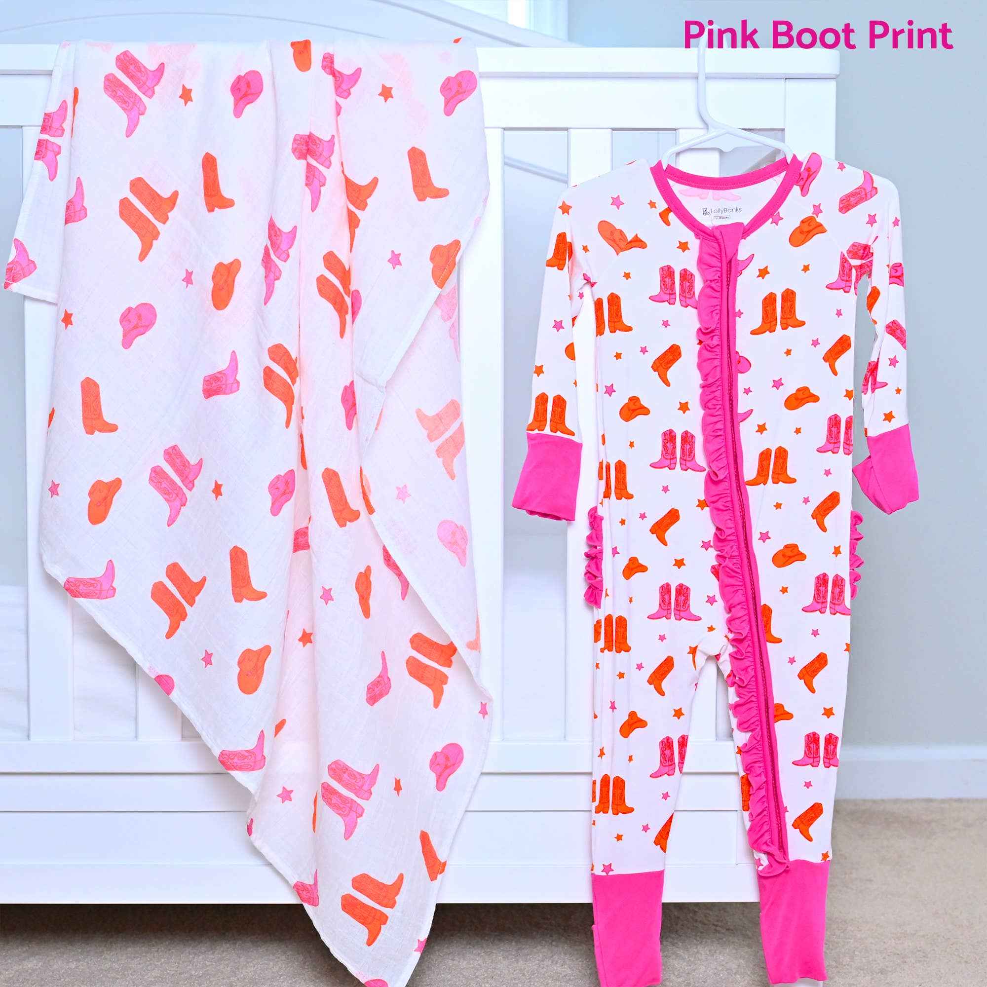 Bamboo Baby Convertible Ruffle Zipper Pajamas - Cowgirl Boot - Image 6