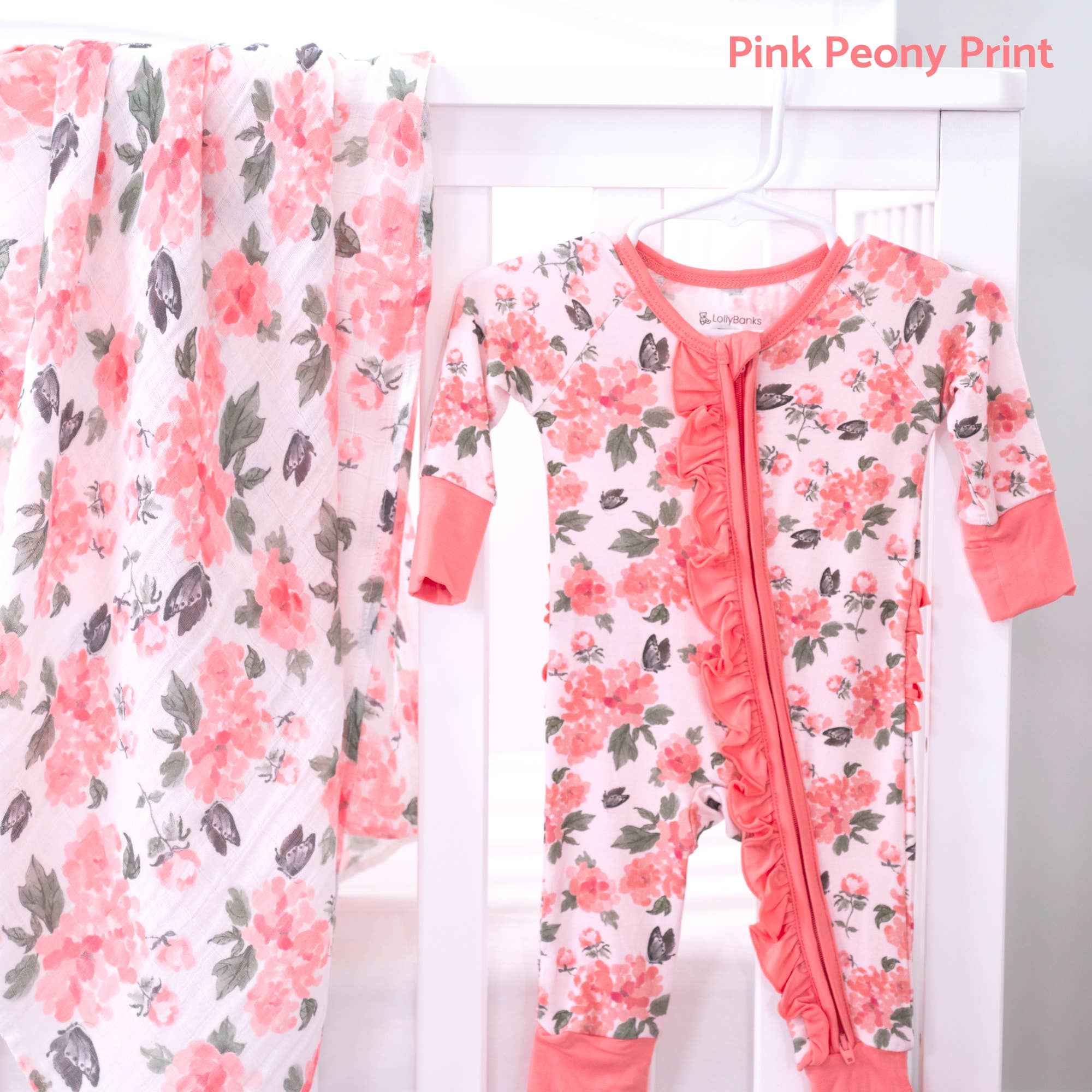 Bamboo Baby Convertible Ruffle Zipper Pajamas - Peony Floral - Image 7