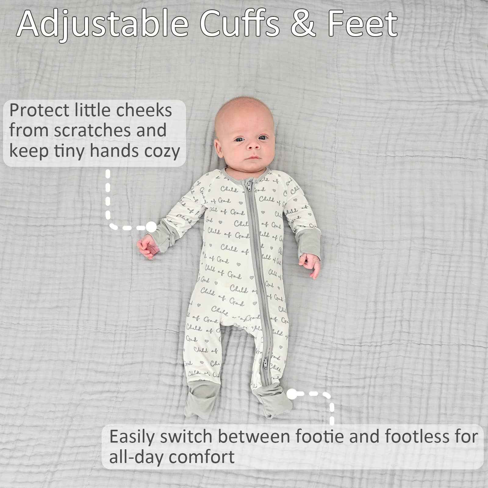 Bamboo Baby Convertible Zipper Pajamas - Child Of God - Image 3