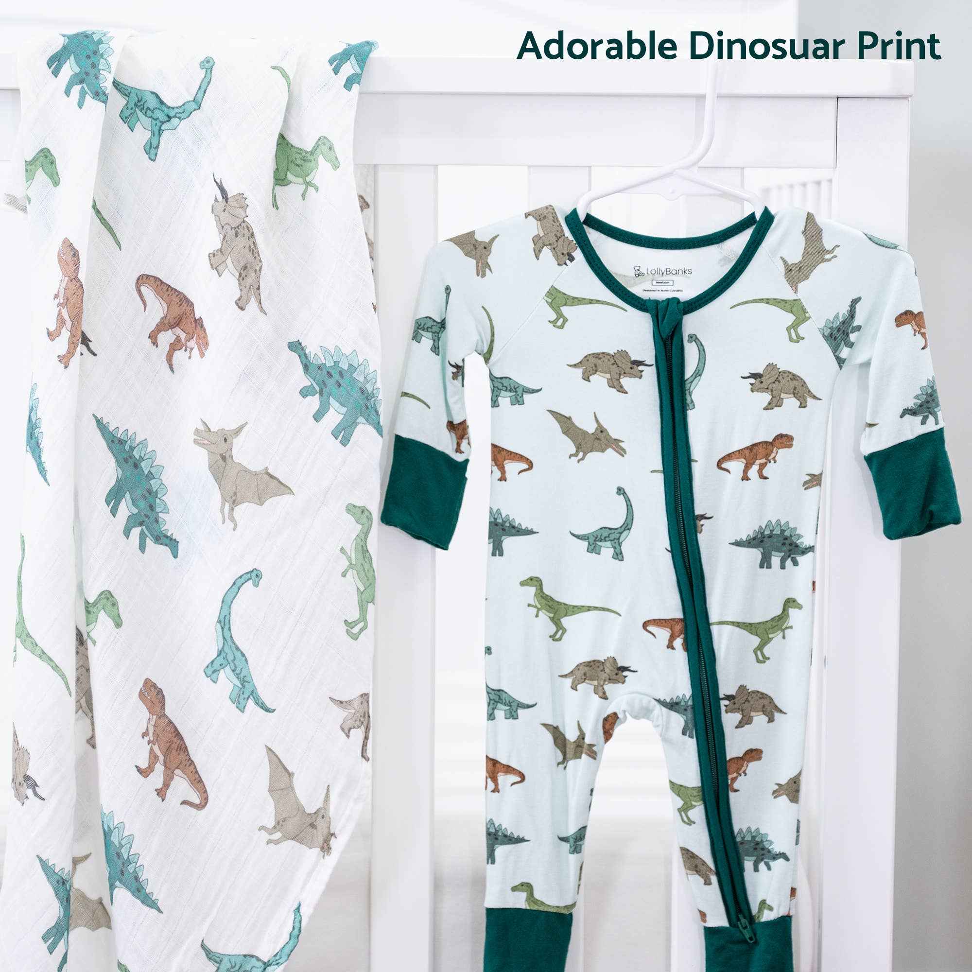 Bamboo Baby Convertible Zipper Pajamas - Dinosaur - Image 6