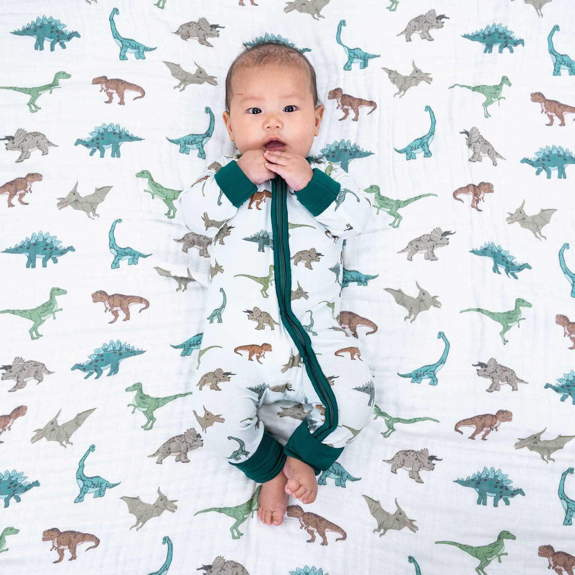 Bamboo Baby Convertible Zipper Pajamas - Dinosaur - Image 7