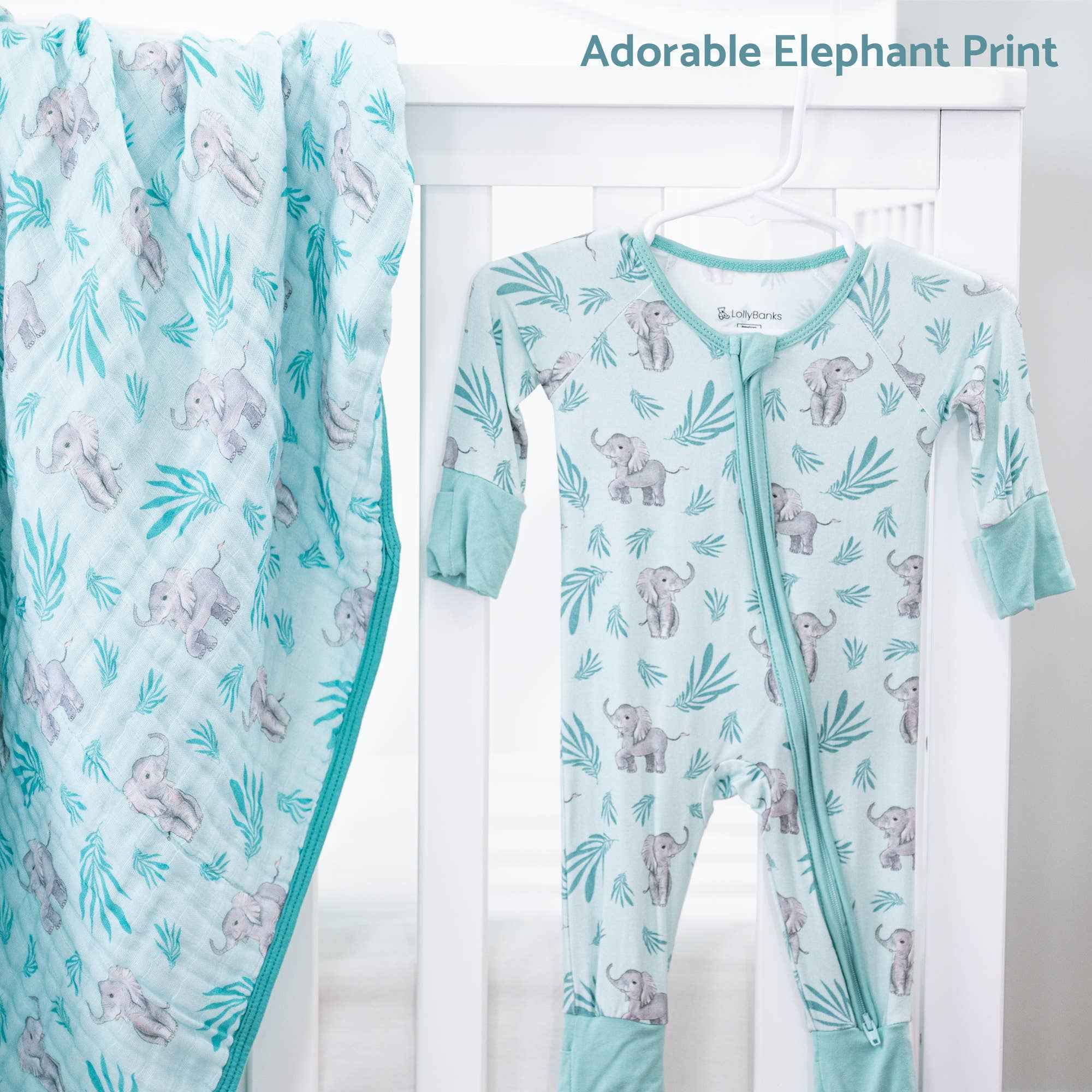 Bamboo Baby Convertible Zipper Pajamas - Elephant - Image 5