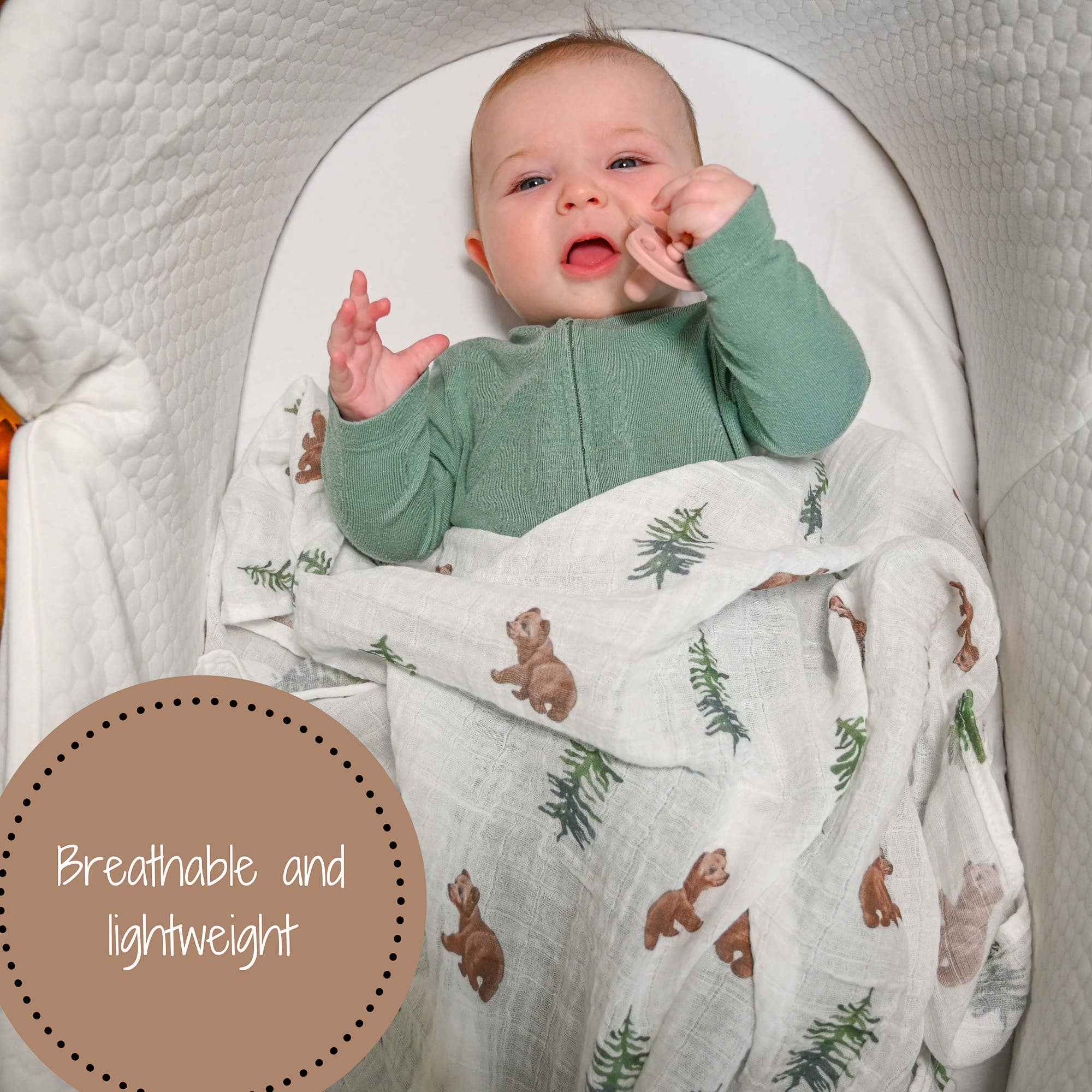 Bear Cub Baby Muslin Swaddle Blanket - Image 4