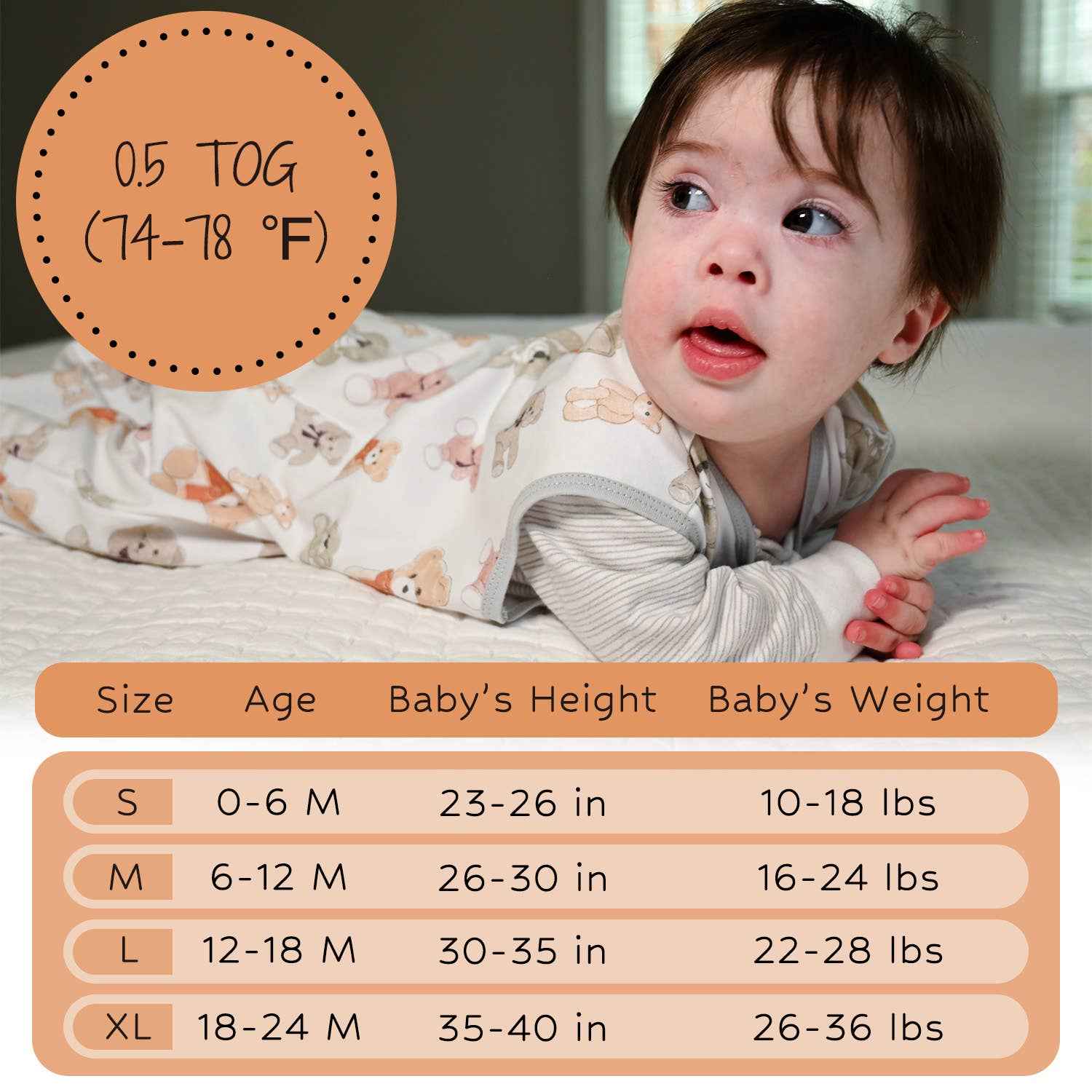Bear Hugs Baby Sleep Sack, 100% Organic Cotton - Image 2