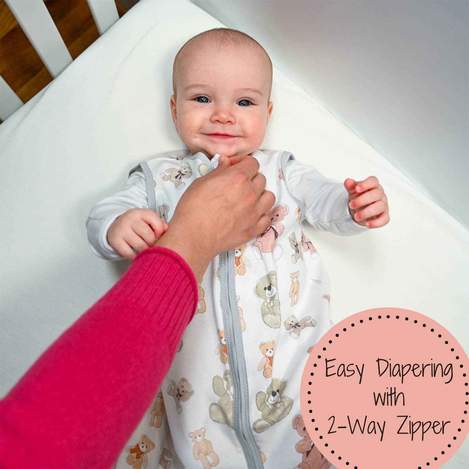 Bear Hugs Baby Sleep Sack, 100% Organic Cotton - Image 4