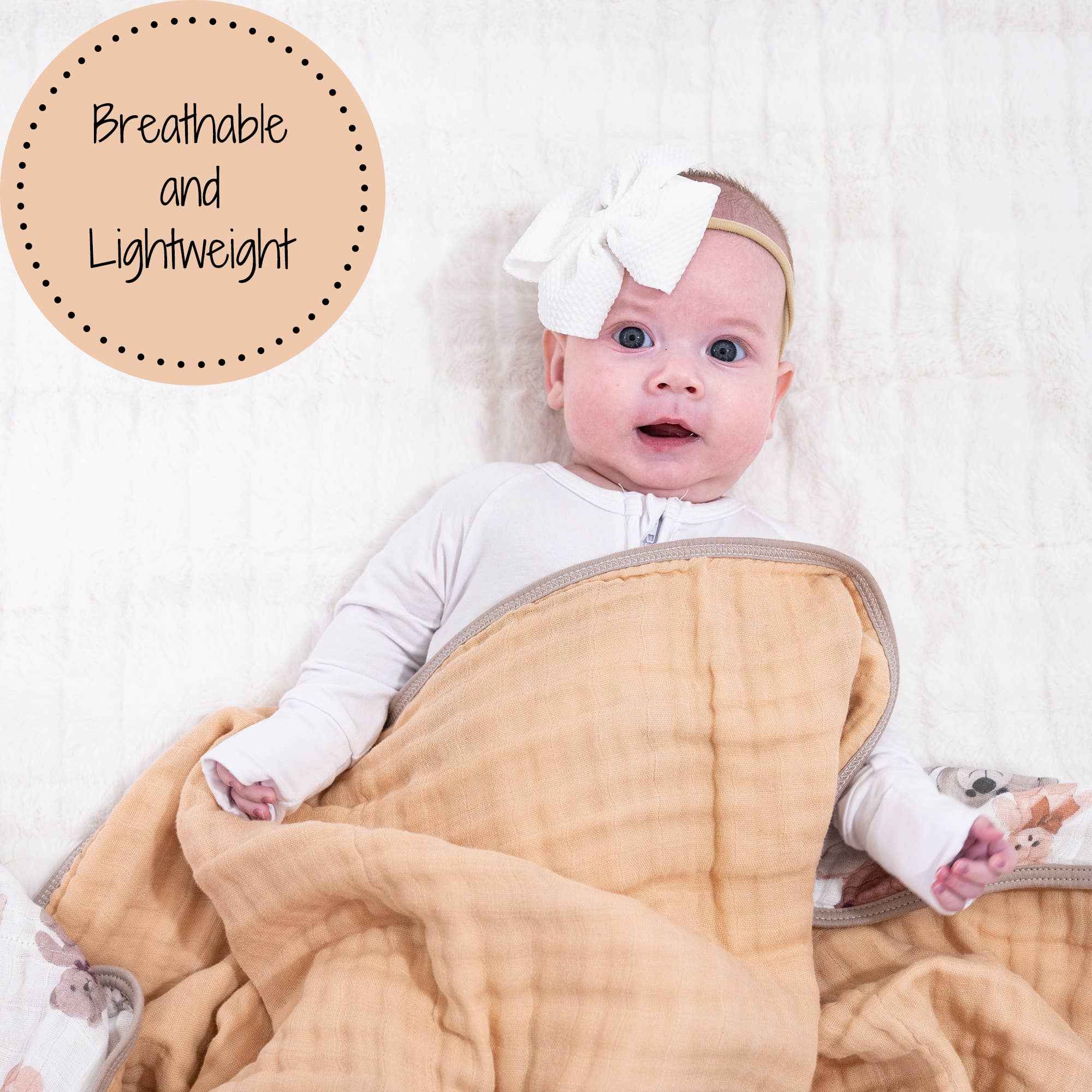Bear Hugs Baby Toddler 100% Cotton Muslin Blanket 47"x47" - Image 3