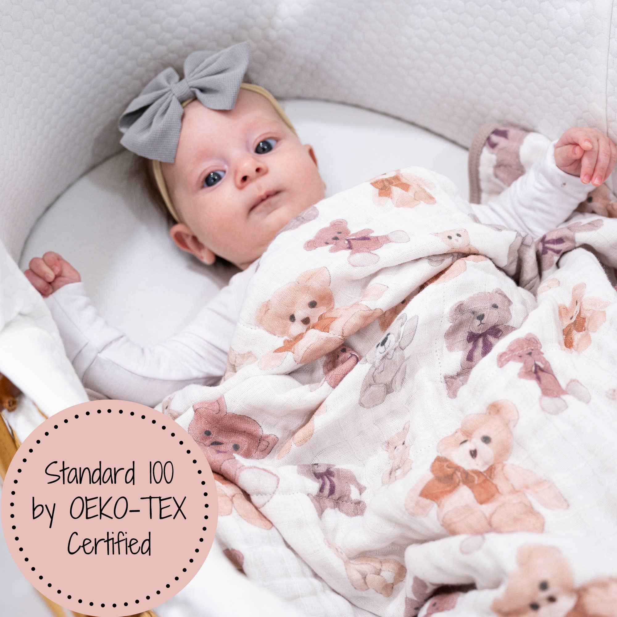 Bear Hugs Baby Toddler 100% Cotton Muslin Blanket 47"x47" - Image 6