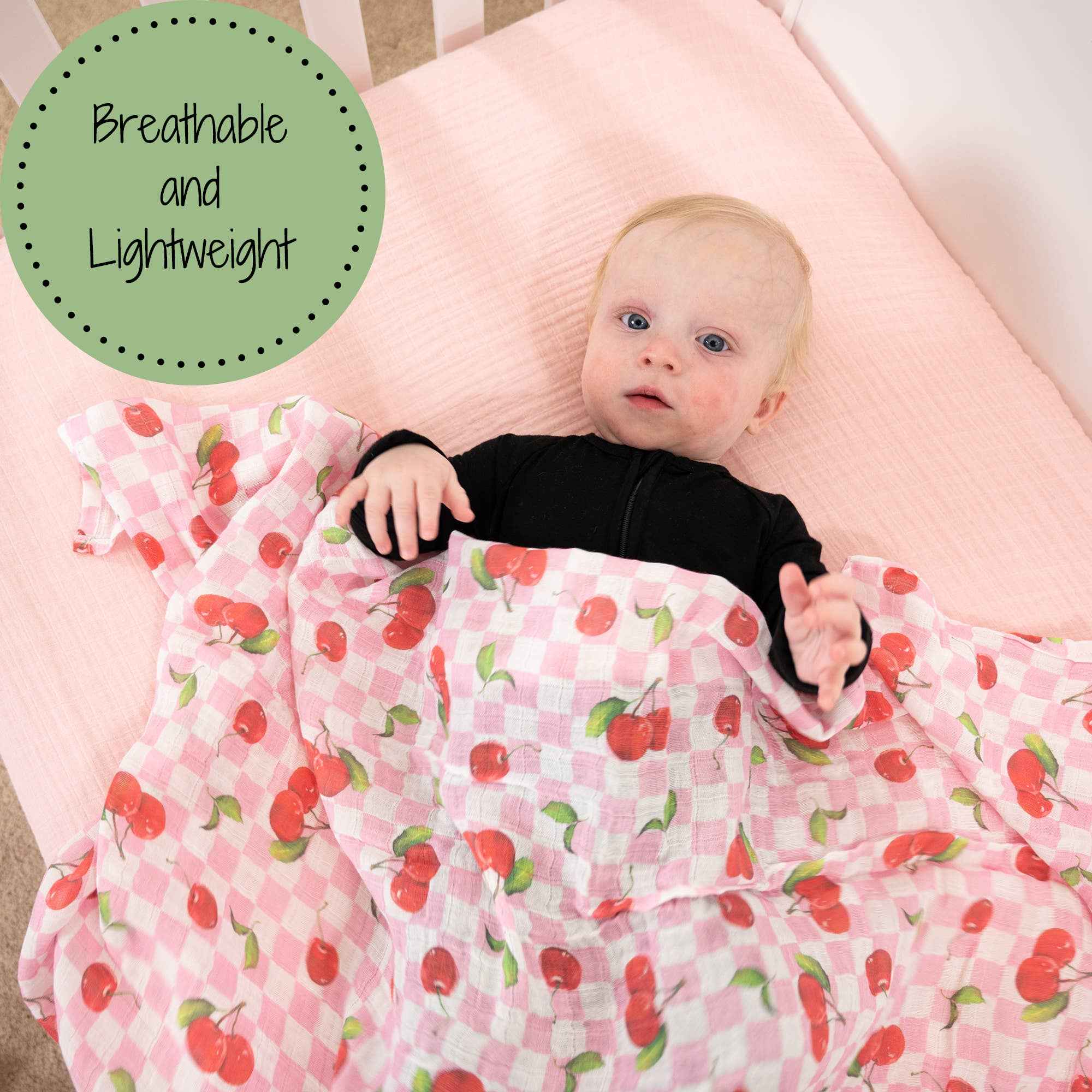 Cherry on Top Baby Muslin Swaddle Blanket - Image 4