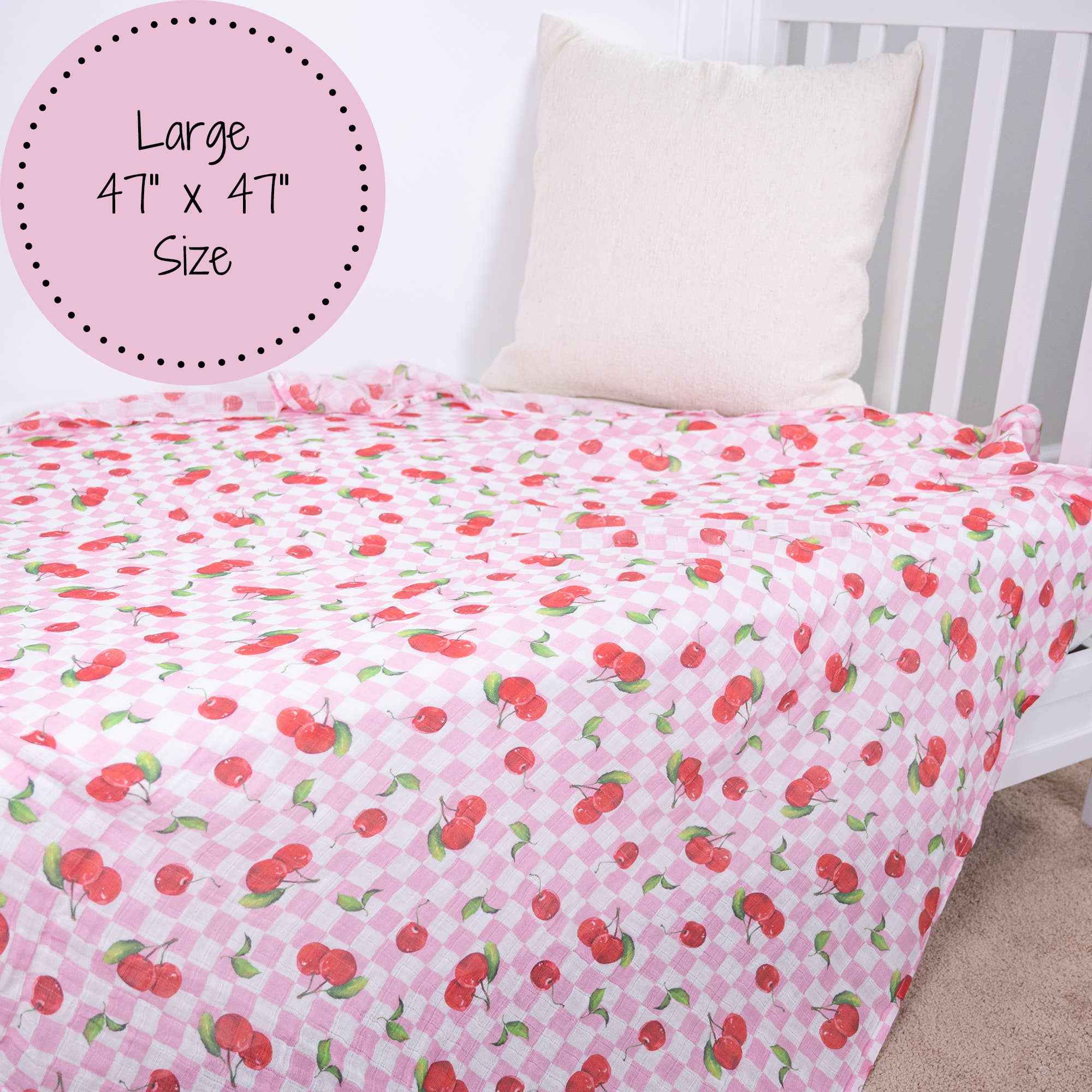 Cherry on Top Baby Muslin Swaddle Blanket - Image 6