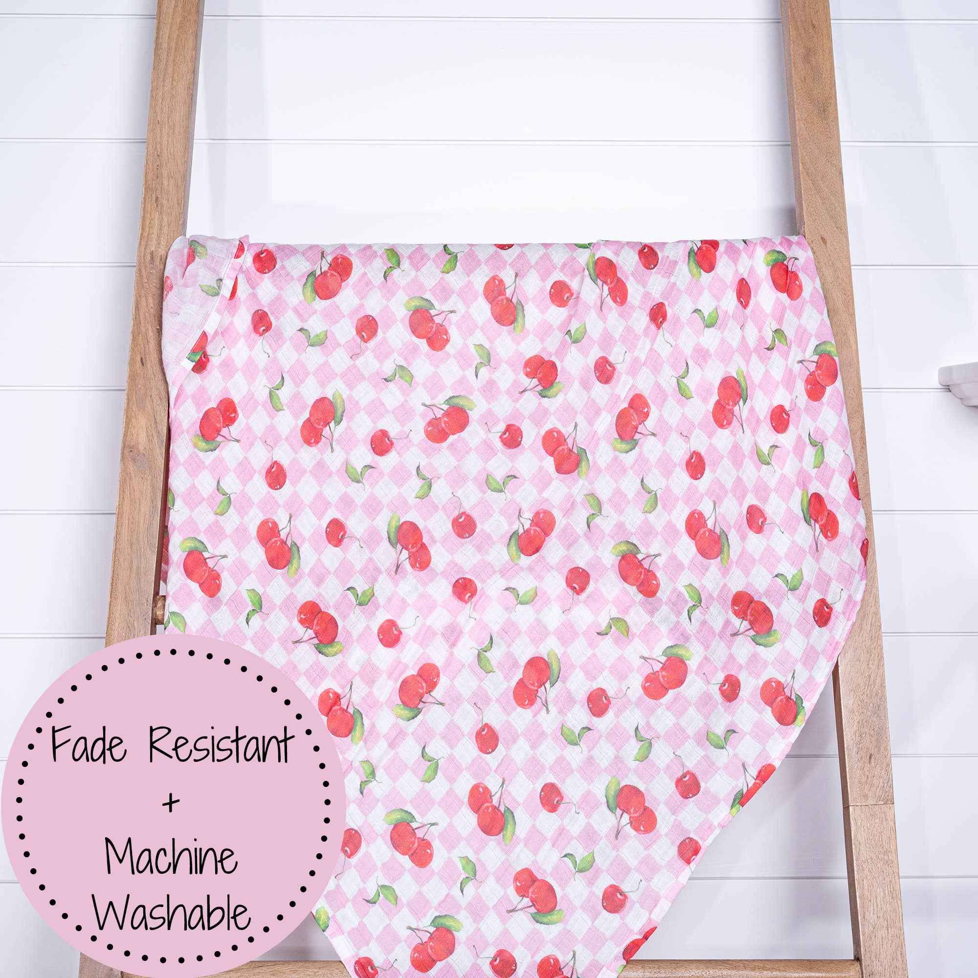 Cherry on Top Baby Muslin Swaddle Blanket - Image 7
