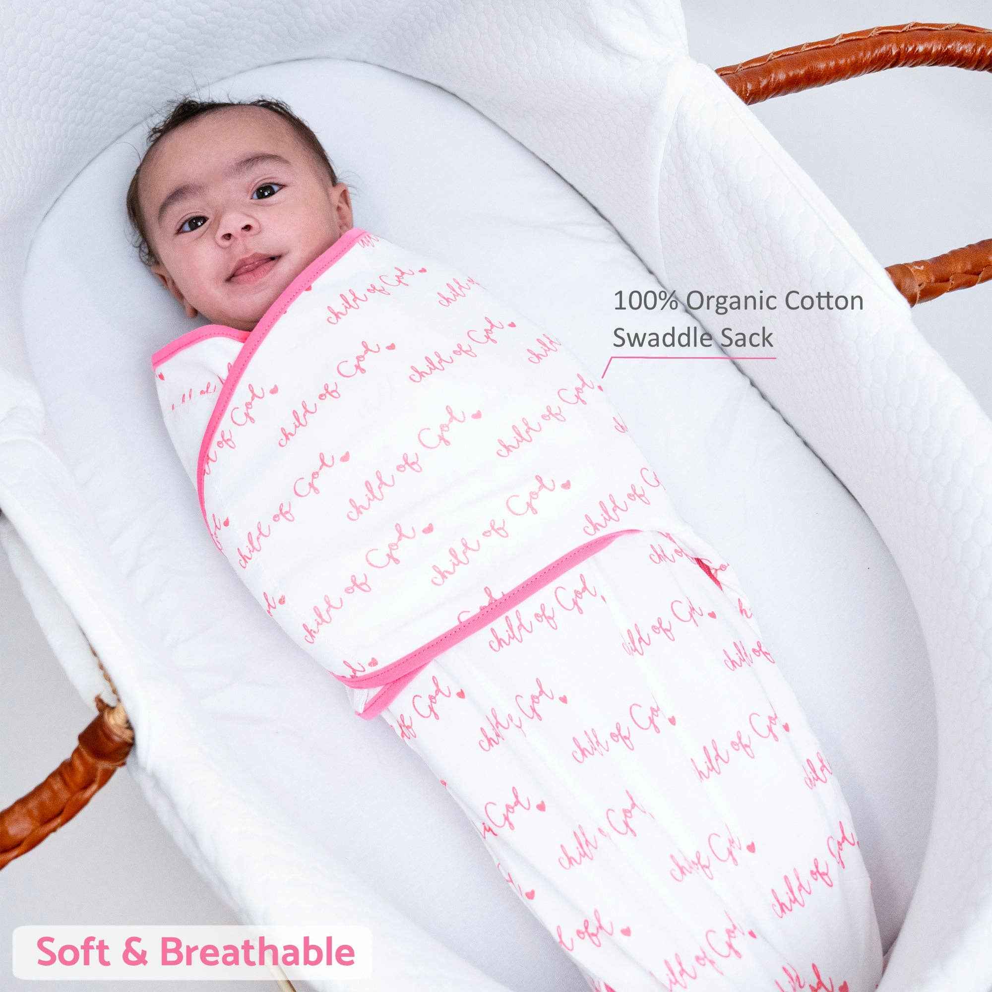 LollyBanks - Child of God - Pink Swaddle Sack - Image 2