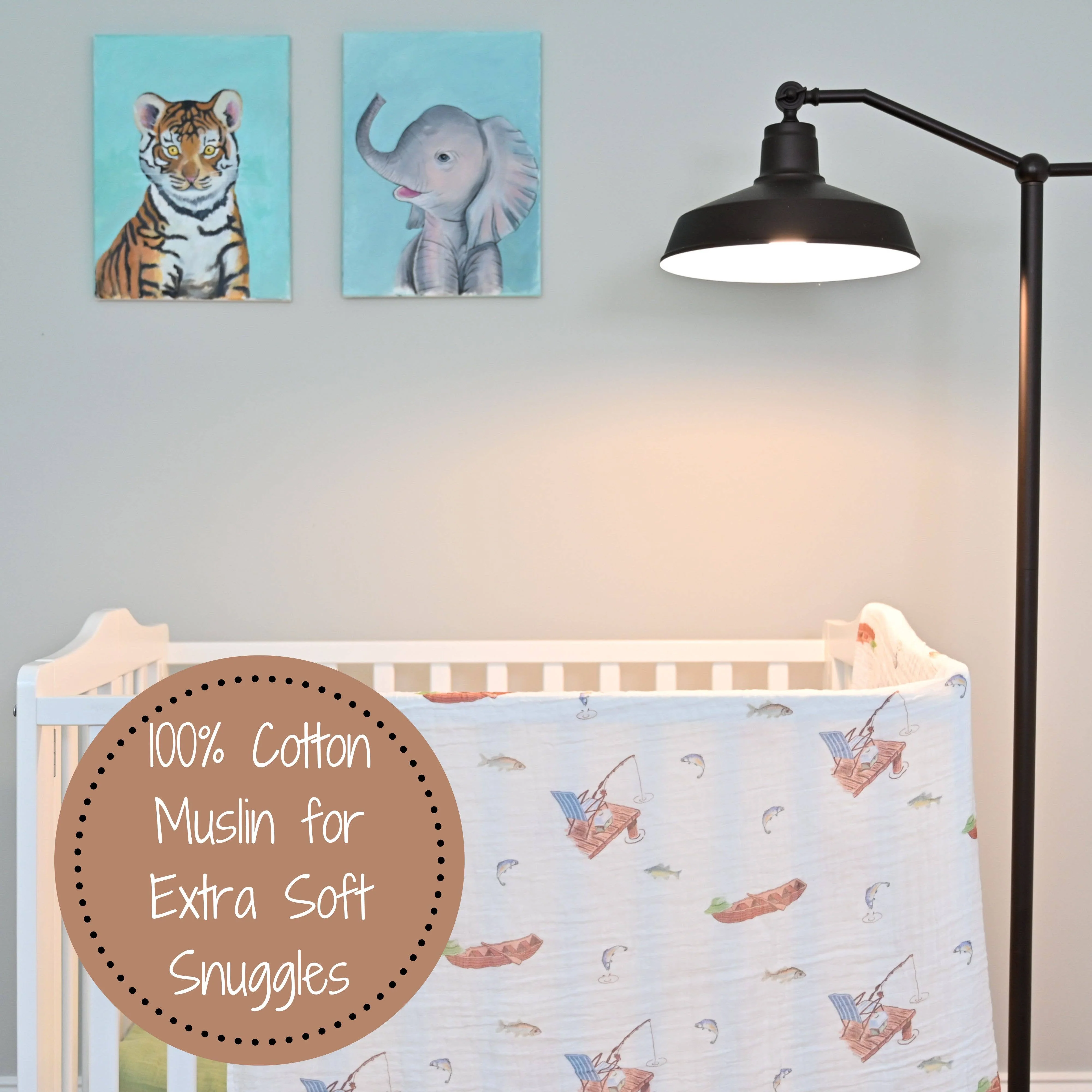 Gone Fishing Baby Muslin Cotton Blanket - Image 5