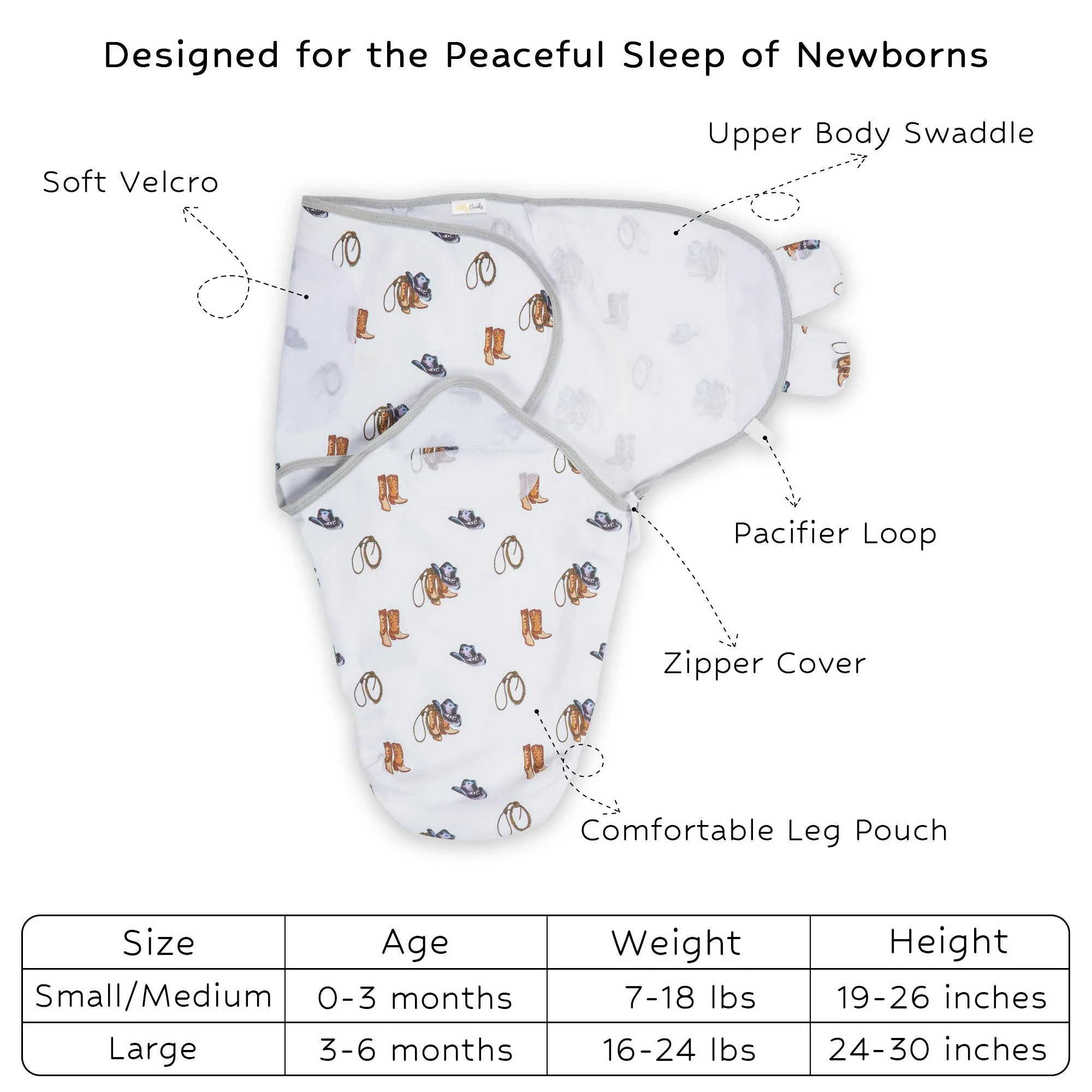 Life Is Better In Boots Baby Sleep Swaddle Organic Cotton - Image 2