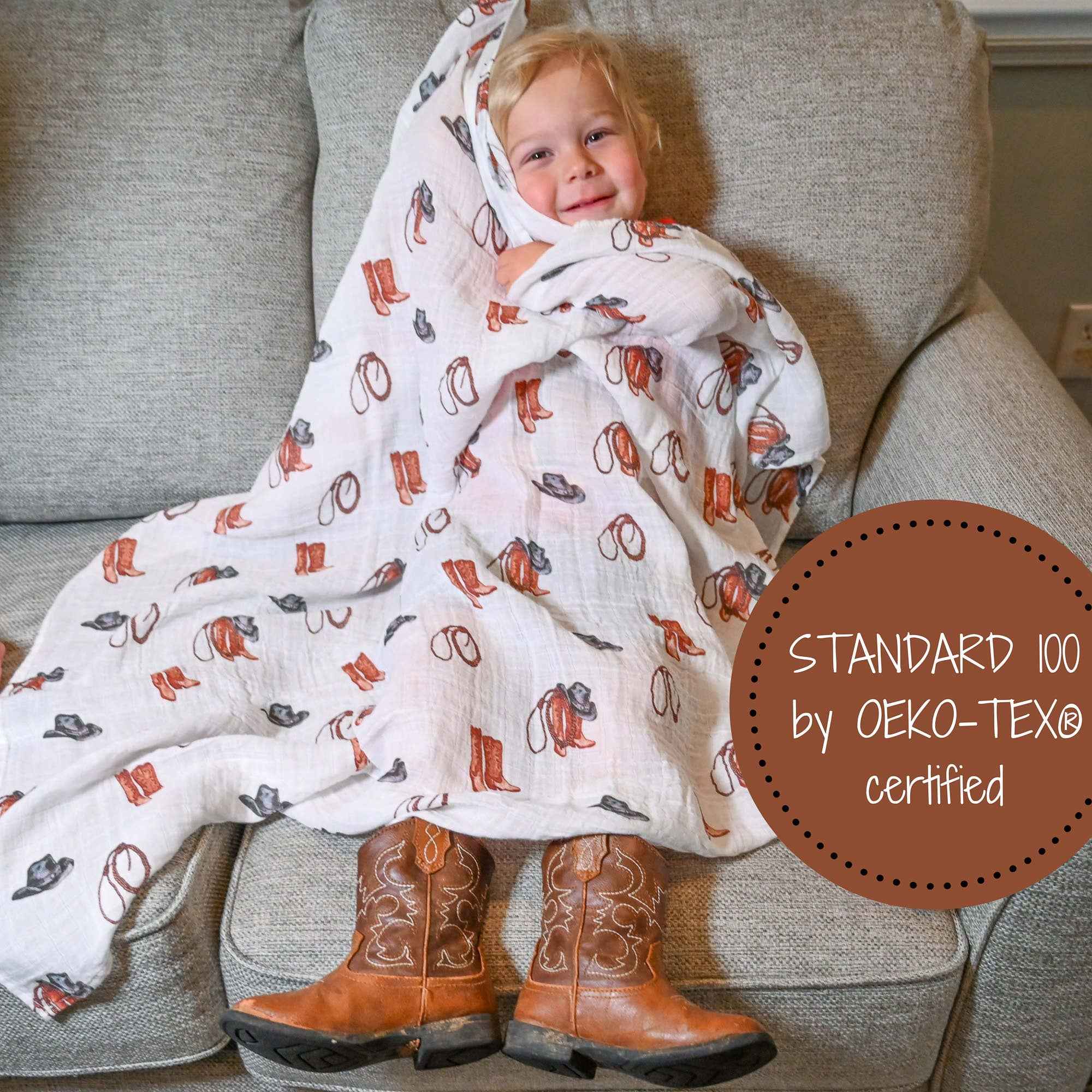 Life Is Better In Boots Western Baby Muslin Swaddle Blanket - Image 4