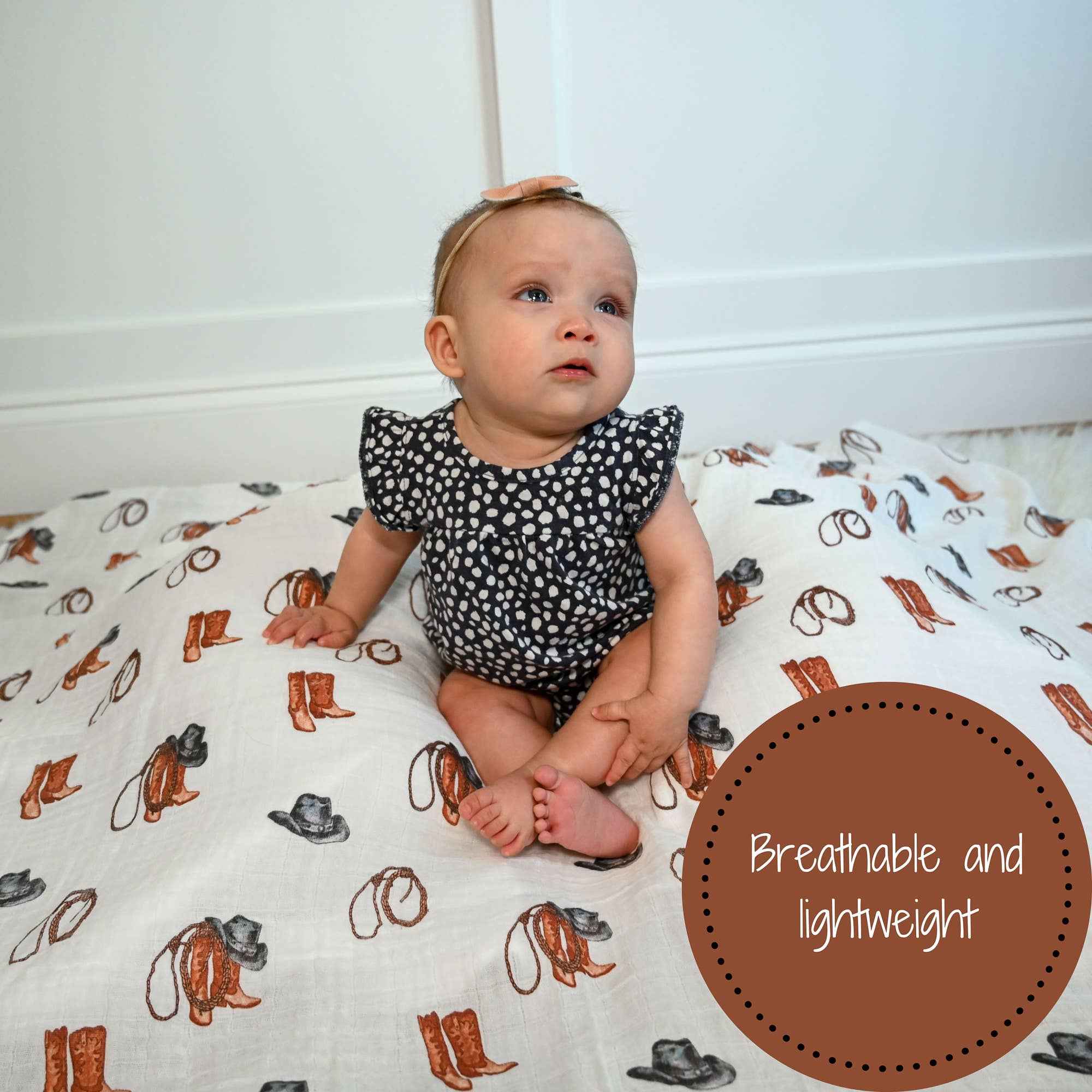Life Is Better In Boots Western Baby Muslin Swaddle Blanket - Image 6