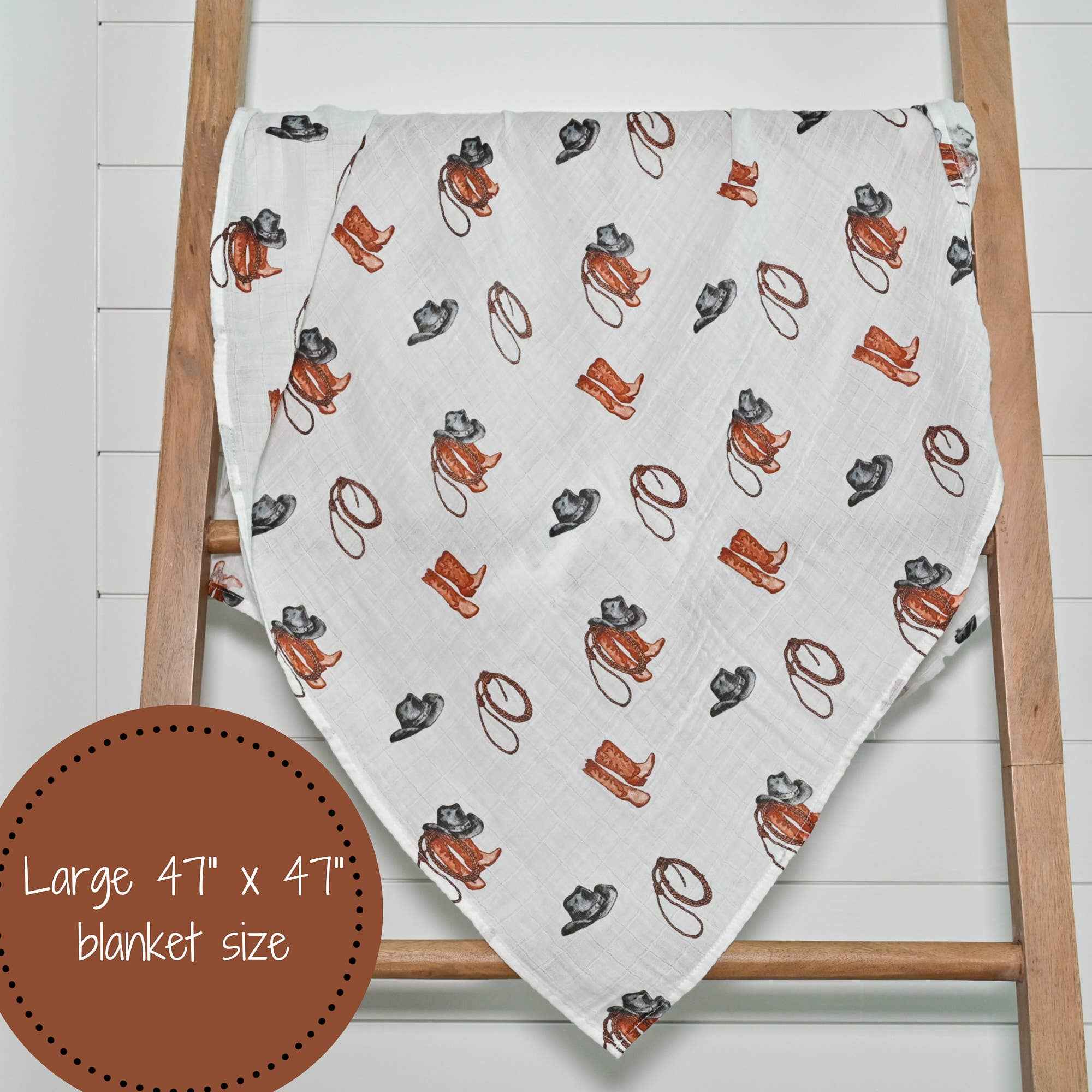 Life Is Better In Boots Western Baby Muslin Swaddle Blanket - Image 7