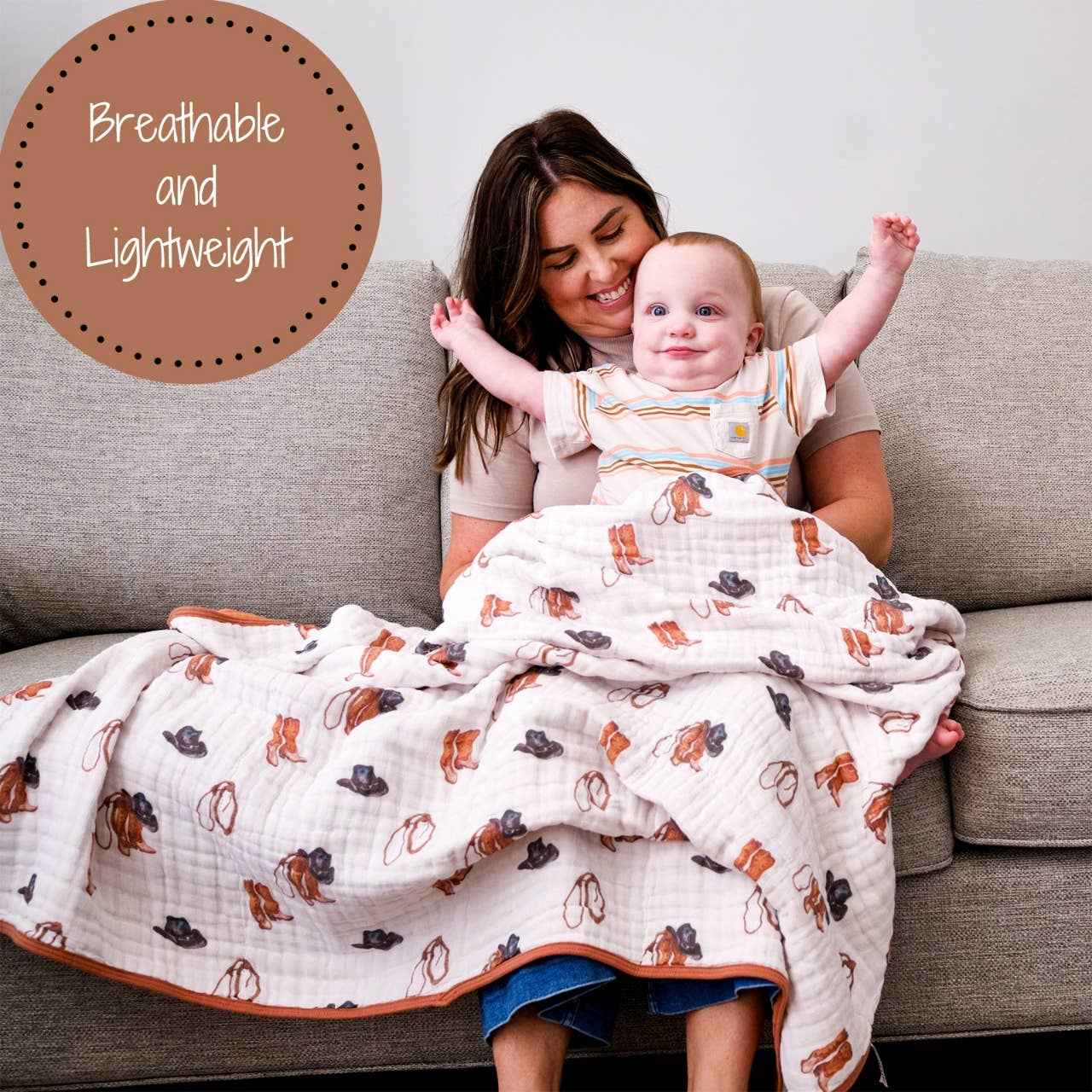 Life Is Better In Boots Western Baby Toddler Muslin Blanket - Image 2