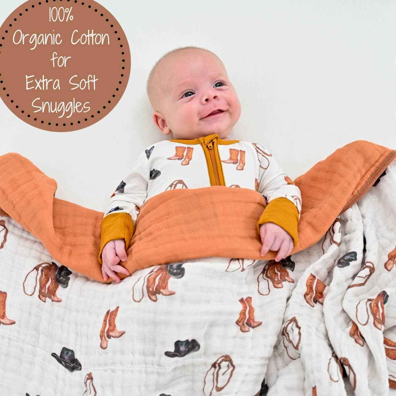 Life Is Better In Boots Western Baby Toddler Muslin Blanket - Image 3