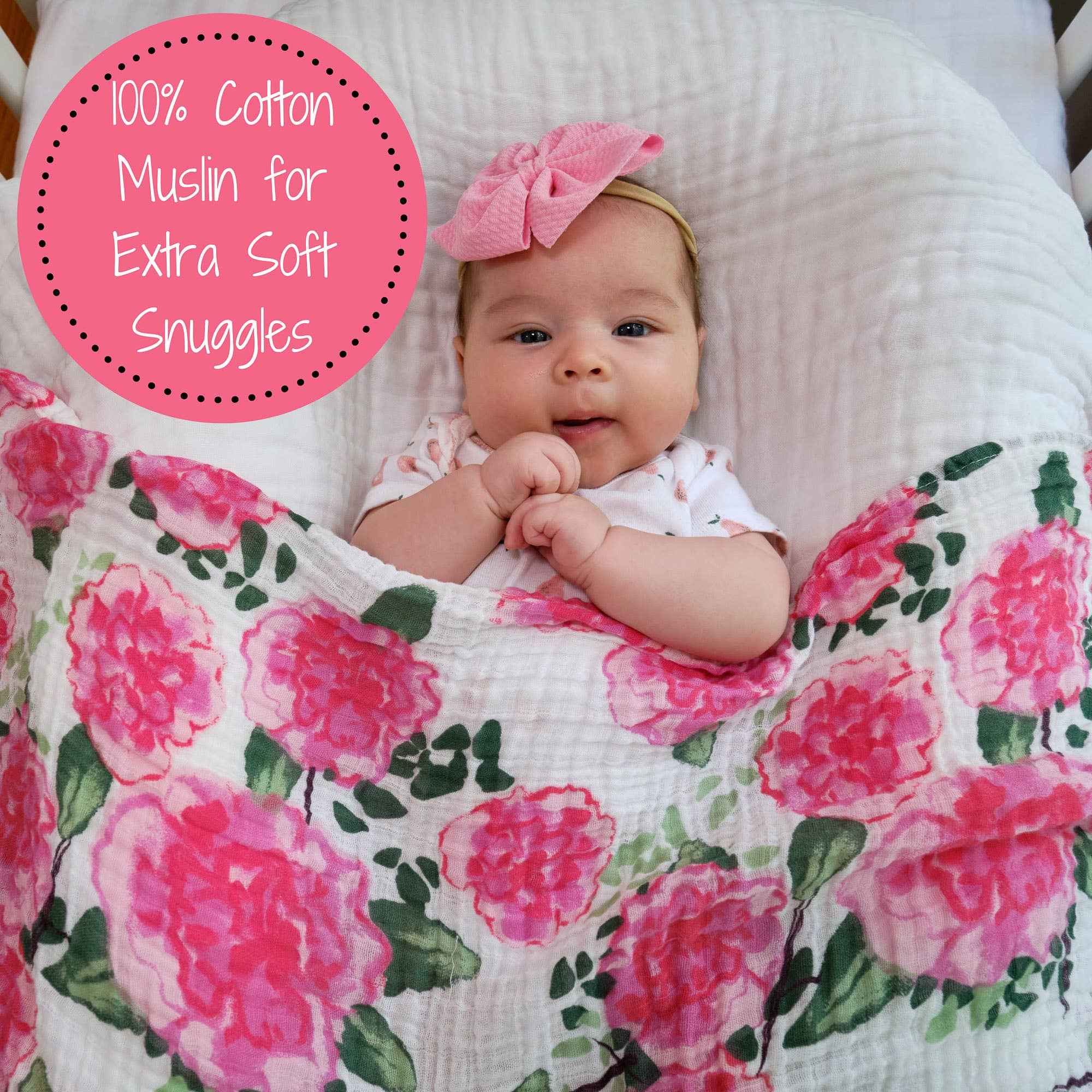 Live Life in Full Bloom Baby Muslin Swaddle Blanket - Image 2