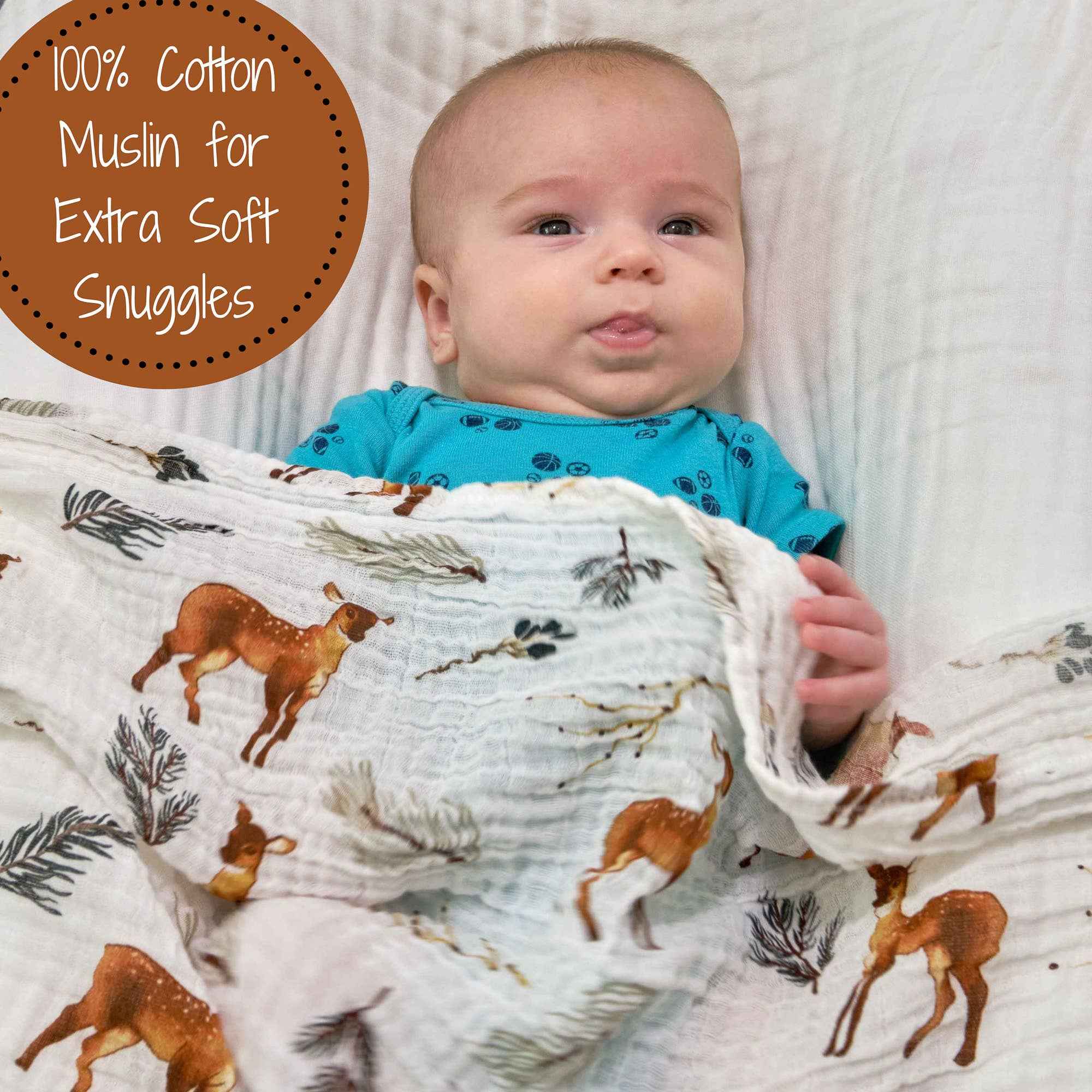 Oh Deer Baby Muslin Swaddle Blanket - Image 2