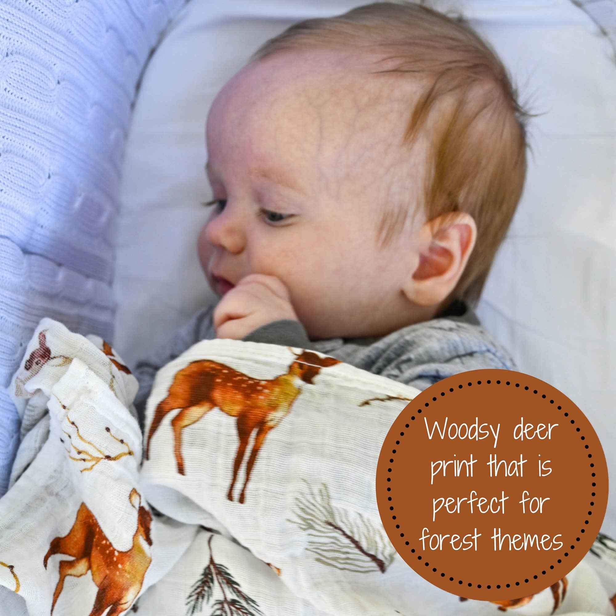 Oh Deer Baby Muslin Swaddle Blanket - Image 4
