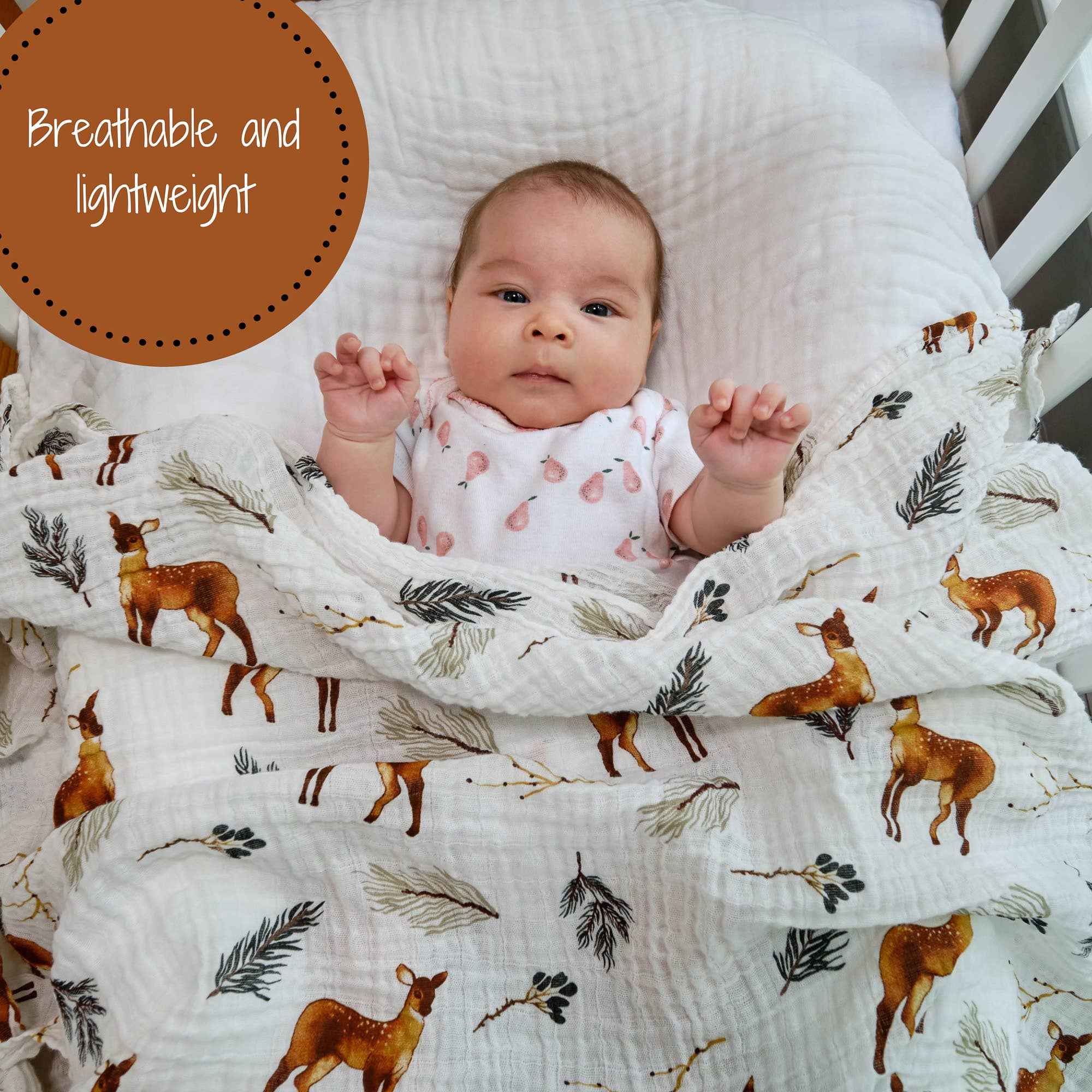 Oh Deer Baby Muslin Swaddle Blanket - Image 5