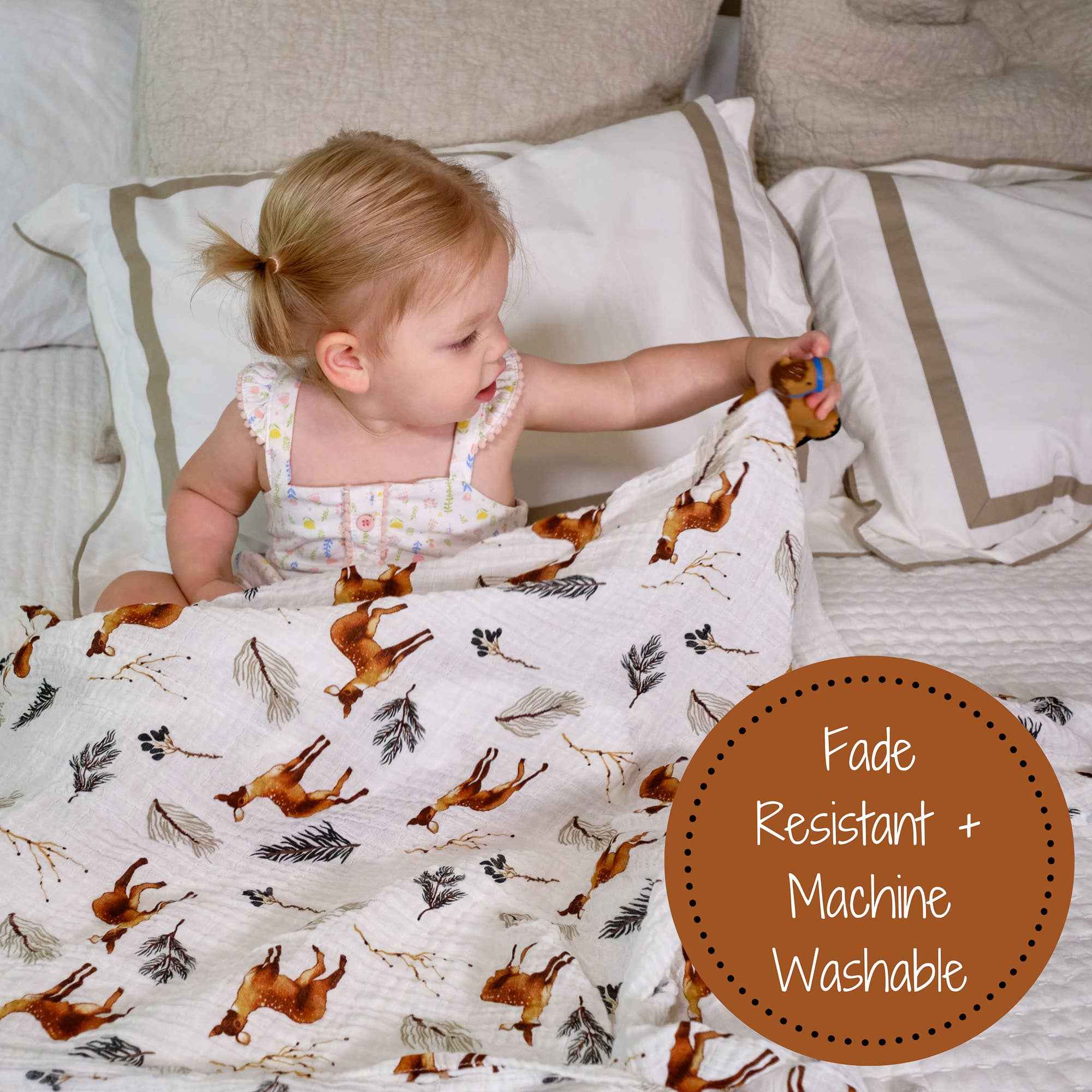 Oh Deer Baby Muslin Swaddle Blanket - Image 6