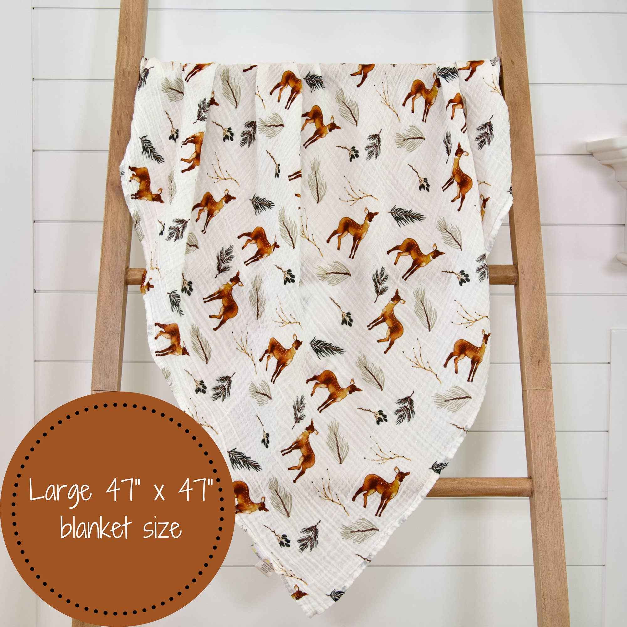 Oh Deer Baby Muslin Swaddle Blanket - Image 7