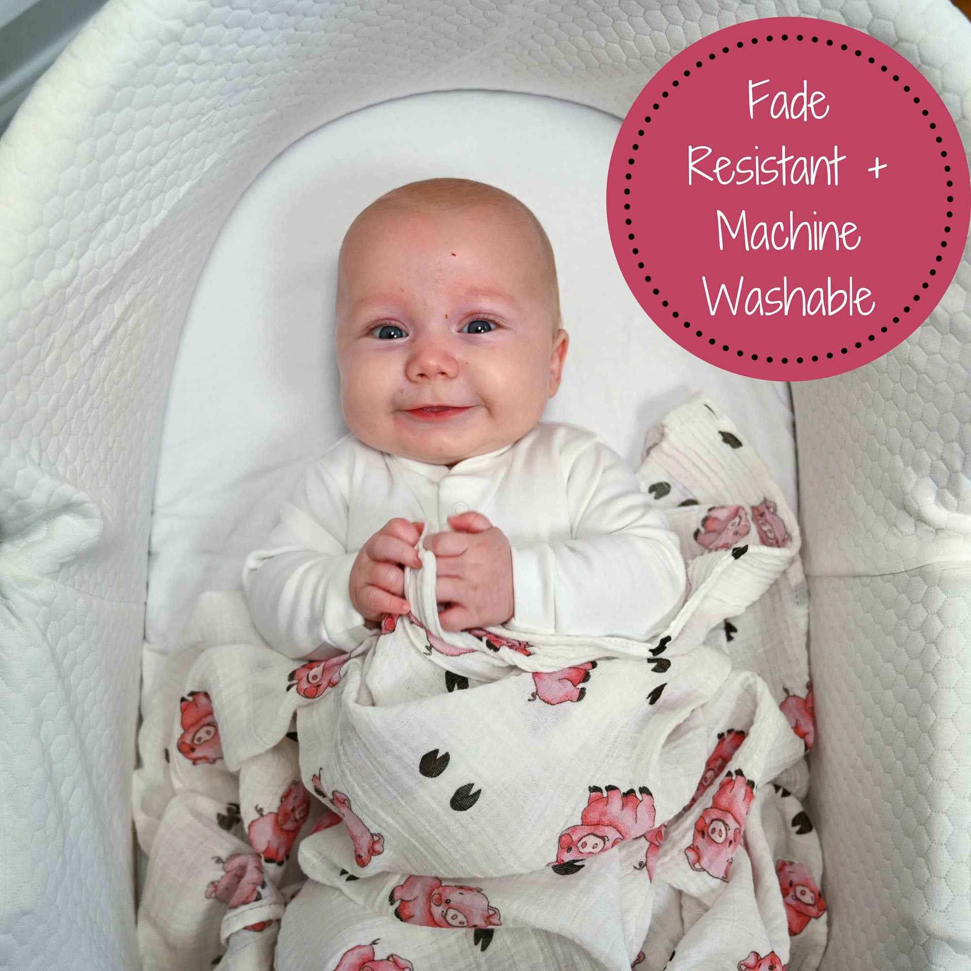 Oink Oink Baby Muslin Swaddle Blanket - Image 4