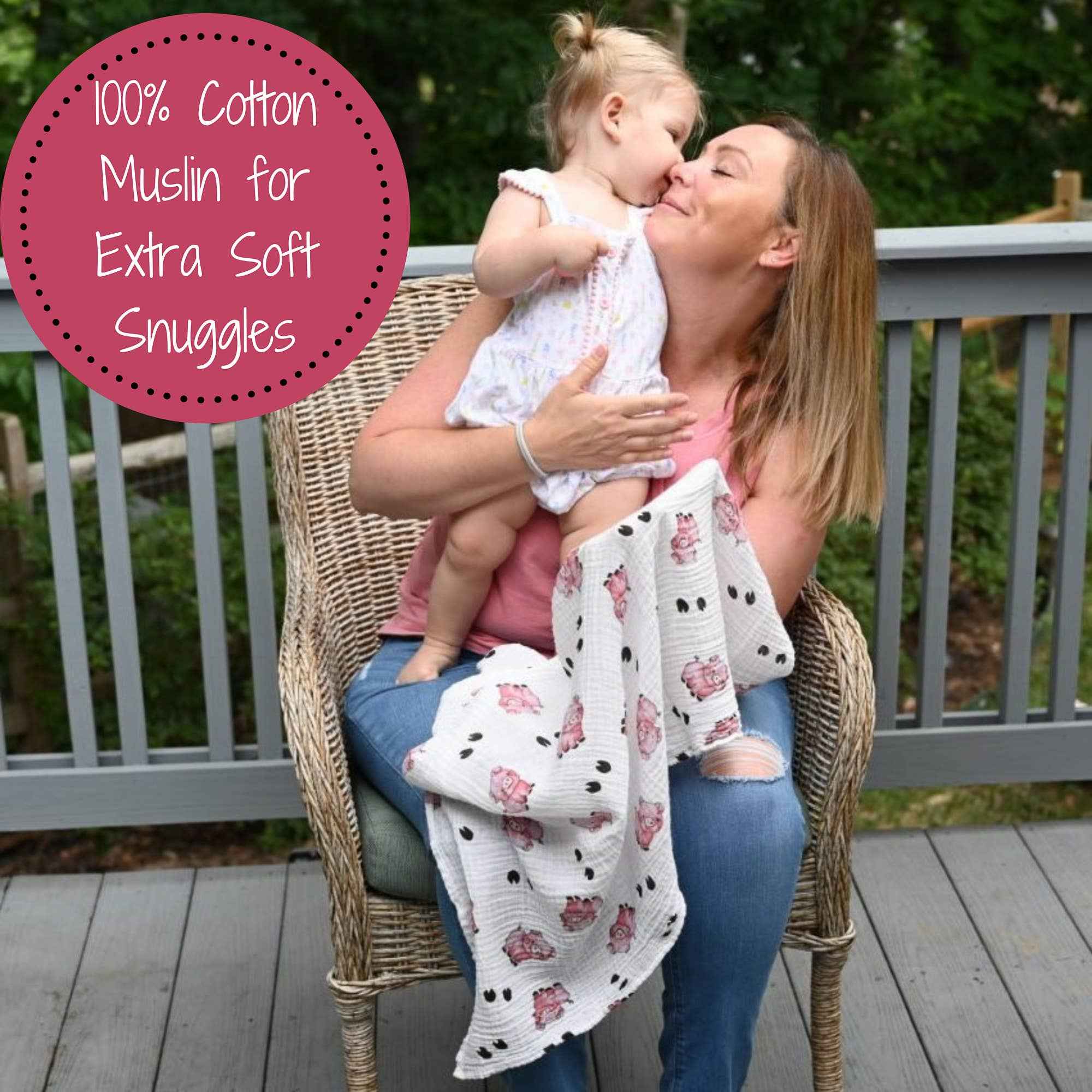Oink Oink Baby Muslin Swaddle Blanket - Image 5