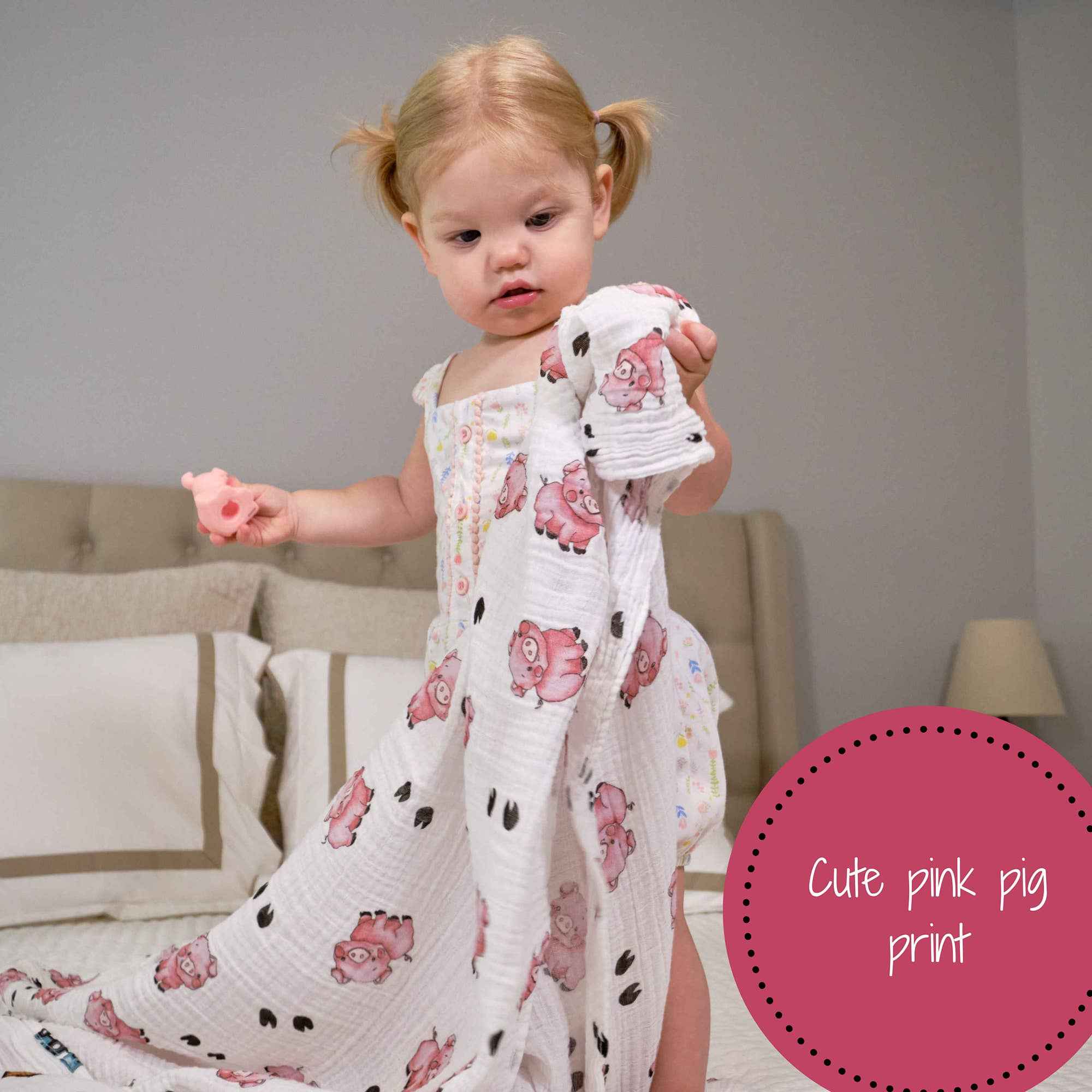 Oink Oink Baby Muslin Swaddle Blanket - Image 6
