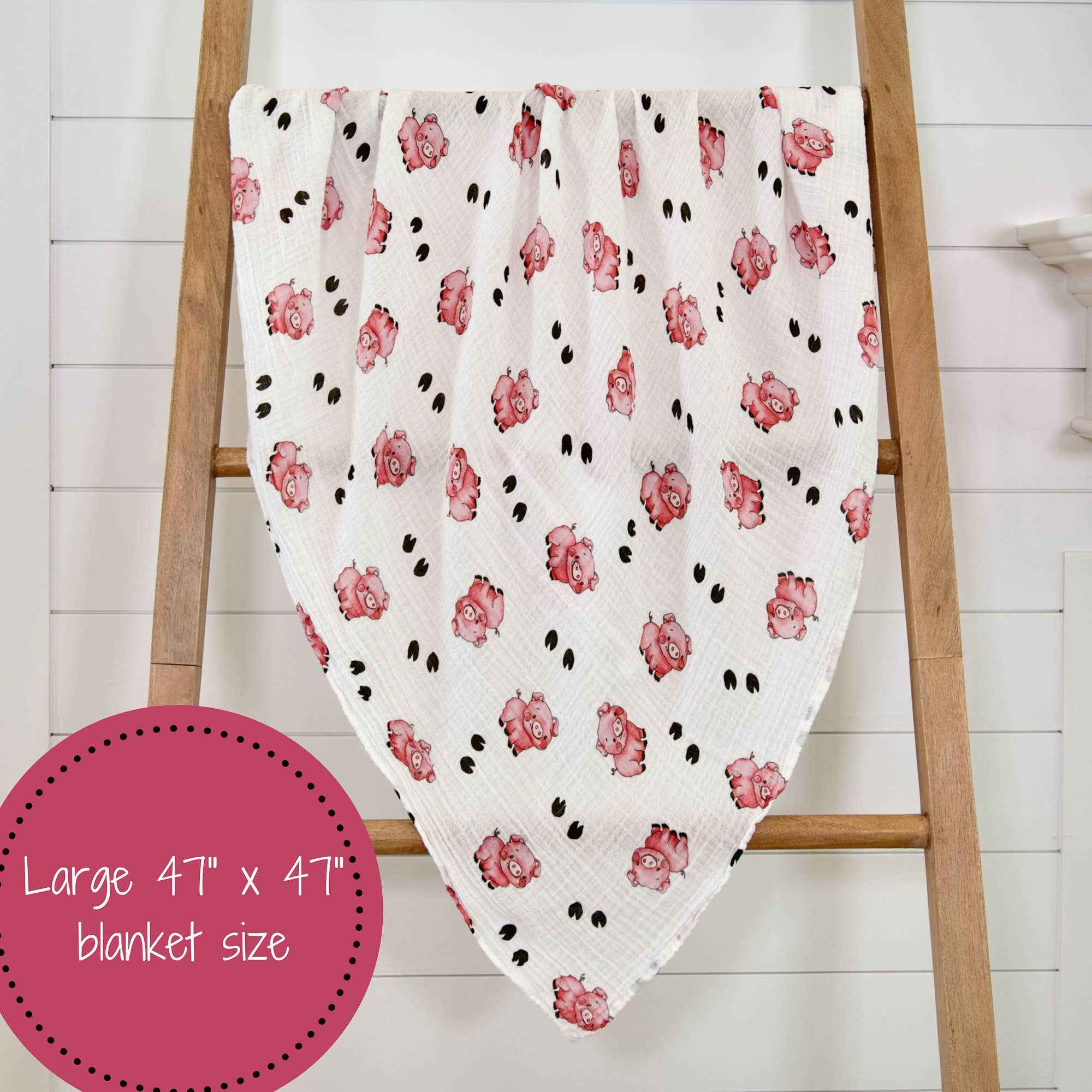Oink Oink Baby Muslin Swaddle Blanket - Image 7