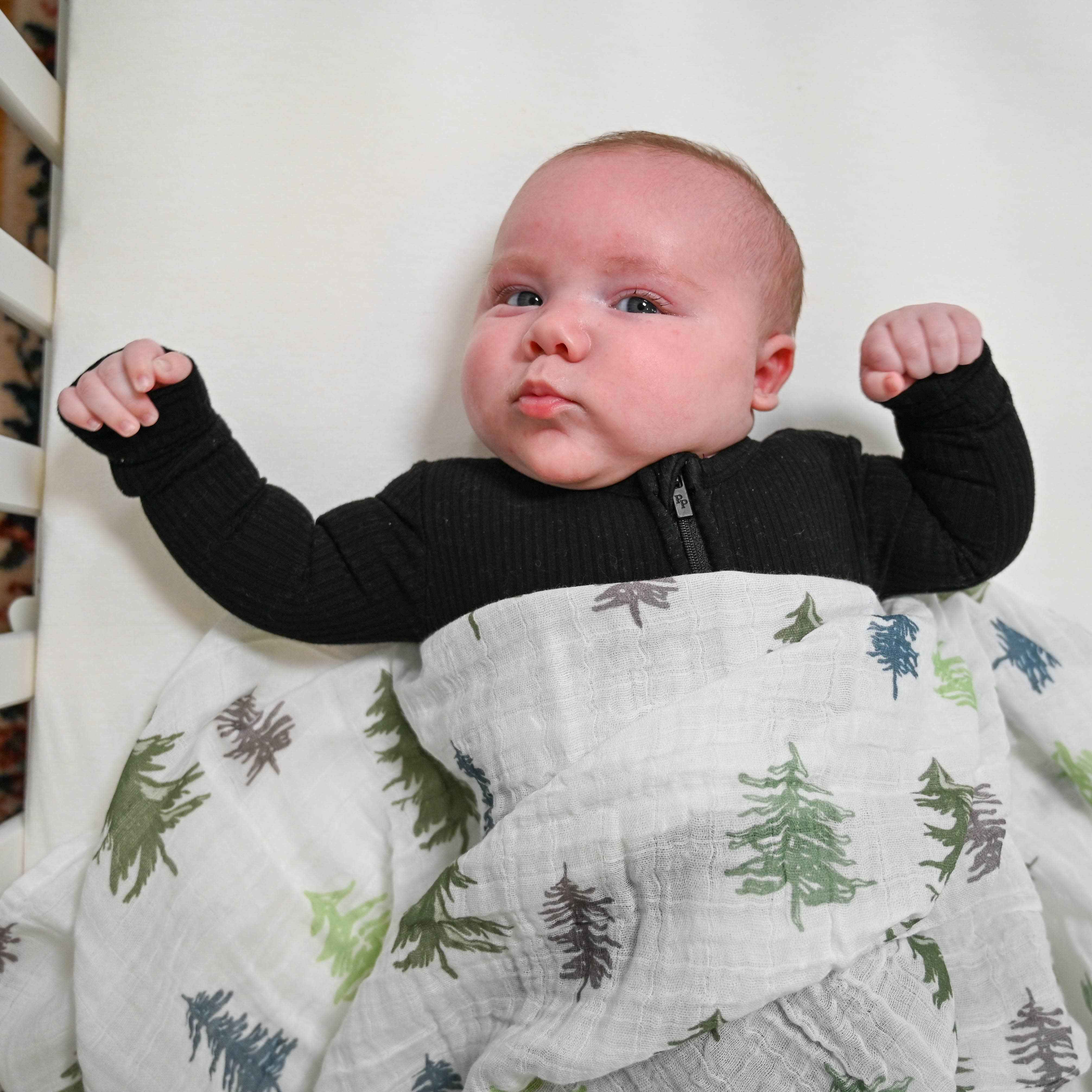 Pine Tree Baby Muslin Swaddle Blanket - Image 4