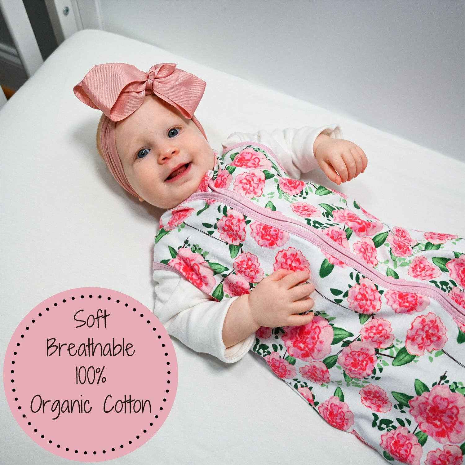Pretty in Peony Baby Sleep Sack, 100% Organic Cotton - Image 2