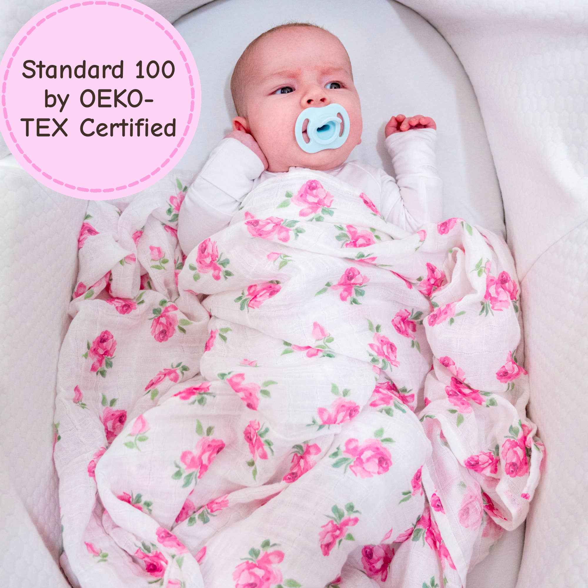 Rose Buds and Blooms Baby Muslin Swaddle Blanket - Image 4