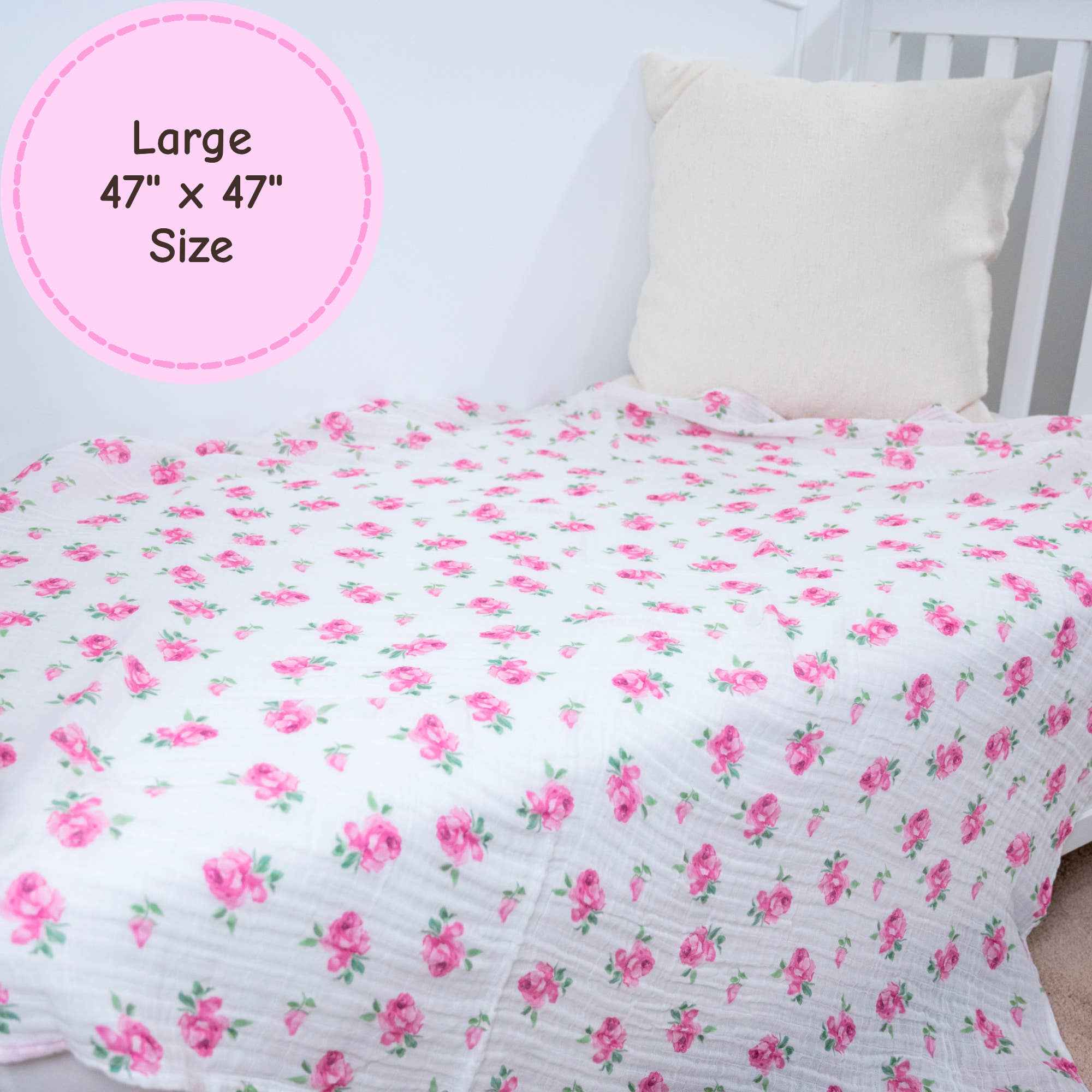 Rose Buds and Blooms Baby Muslin Swaddle Blanket - Image 5