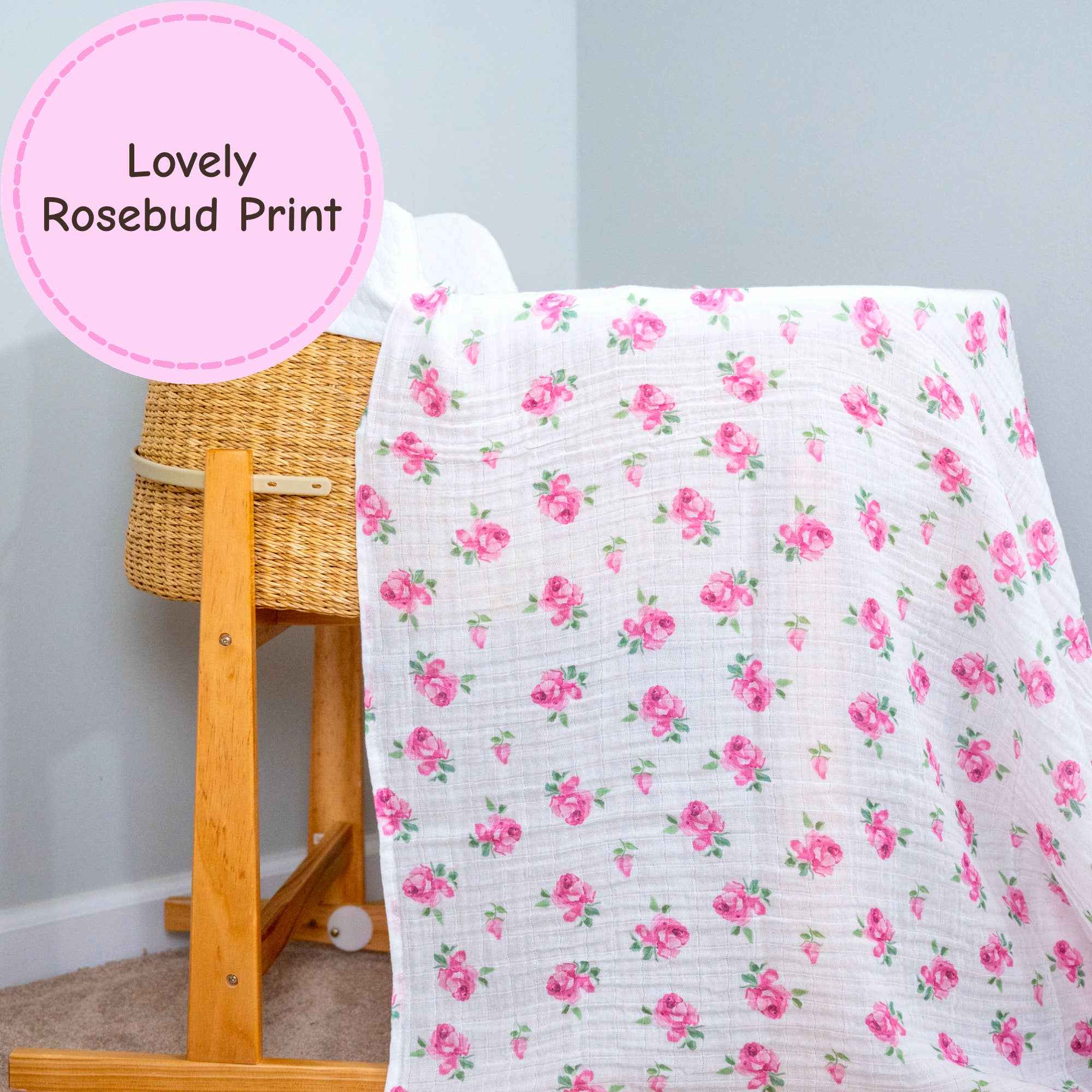 Rose Buds and Blooms Baby Muslin Swaddle Blanket - Image 6
