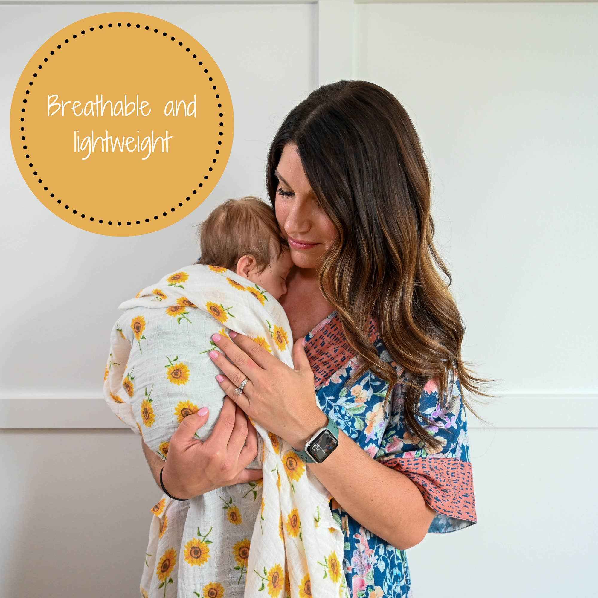 Sunflower Fields Baby Muslin Swaddle Blanket - Image 3