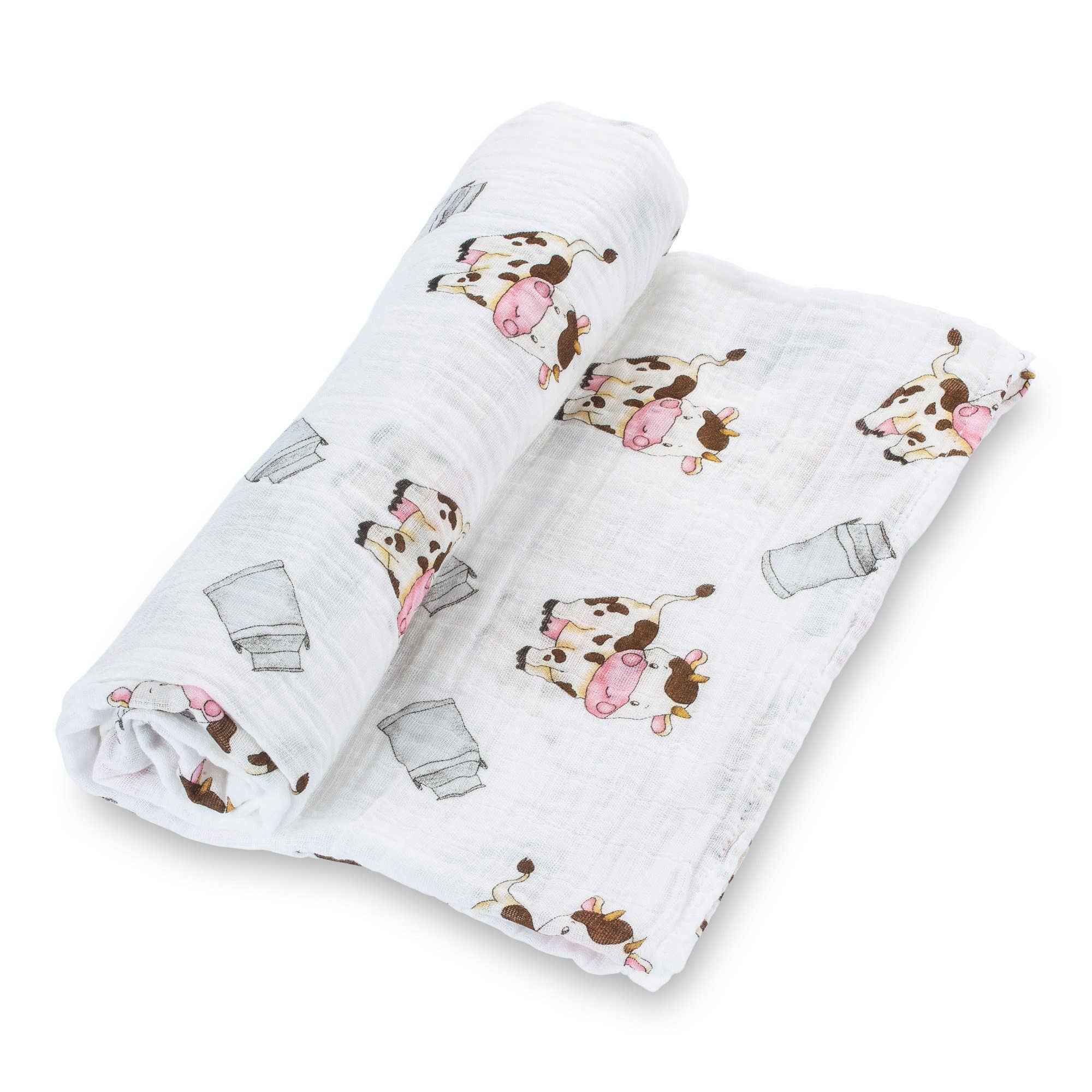 The Cow Goes MOO Baby Muslin Swaddle Blanket