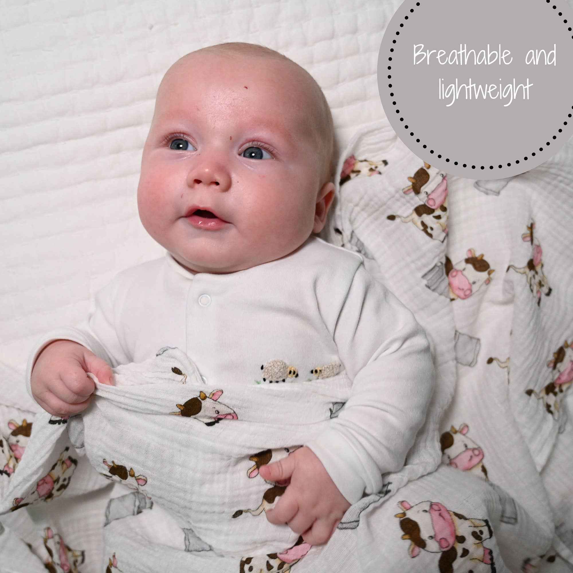 The Cow Goes MOO Baby Muslin Swaddle Blanket - Image 2