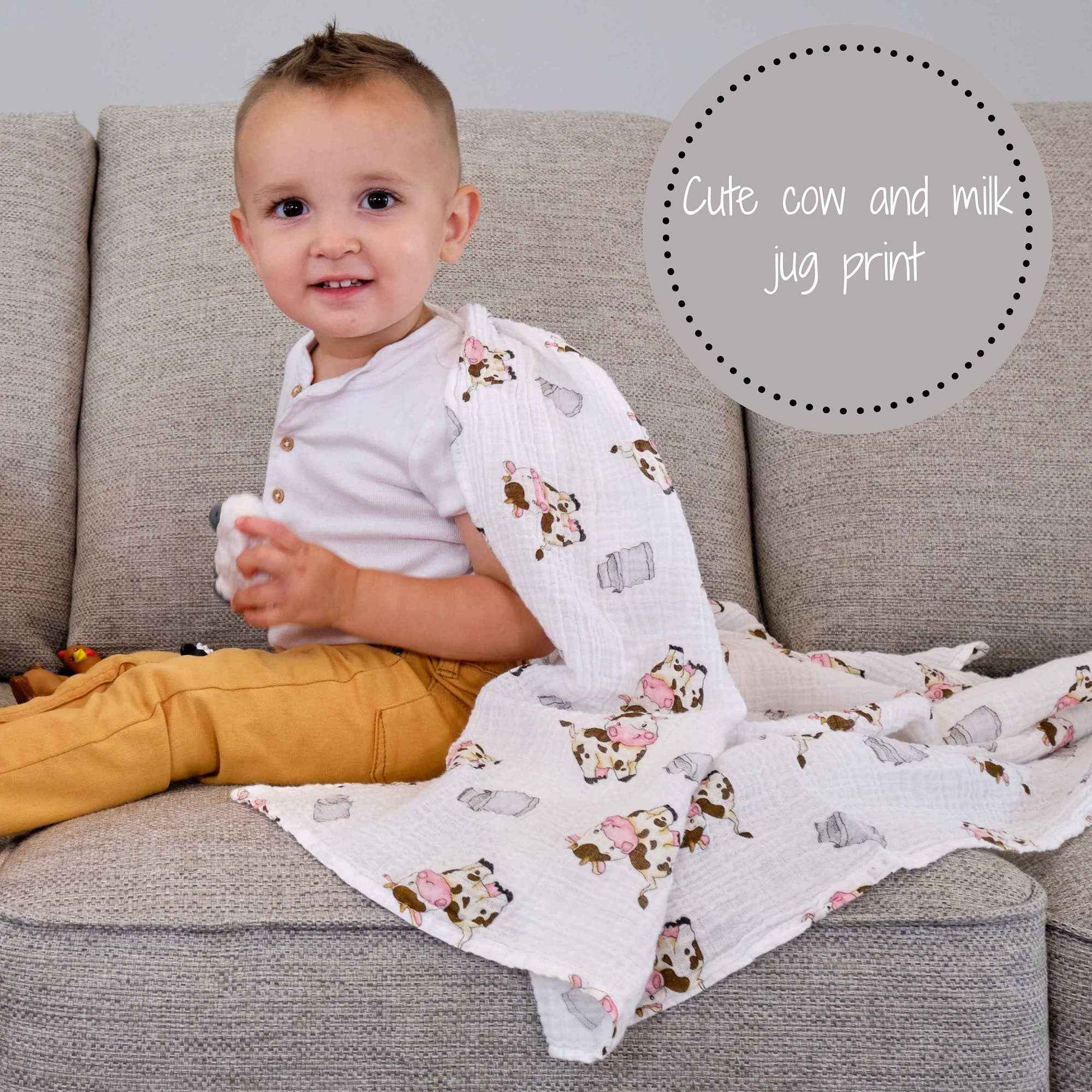 The Cow Goes MOO Baby Muslin Swaddle Blanket - Image 4