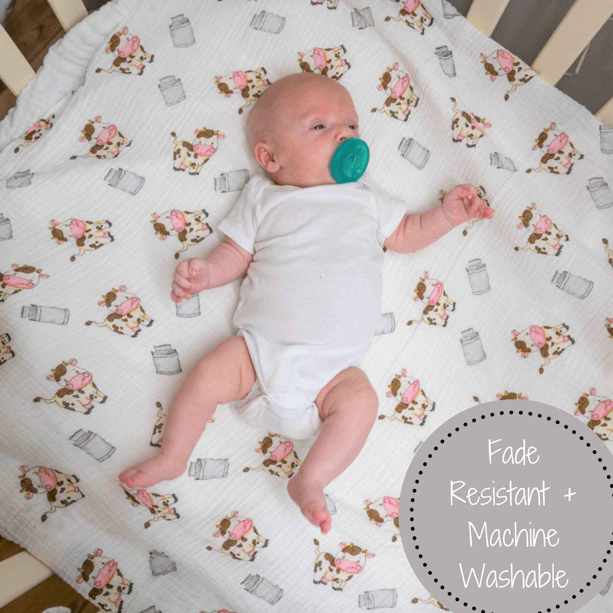 The Cow Goes MOO Baby Muslin Swaddle Blanket - Image 5