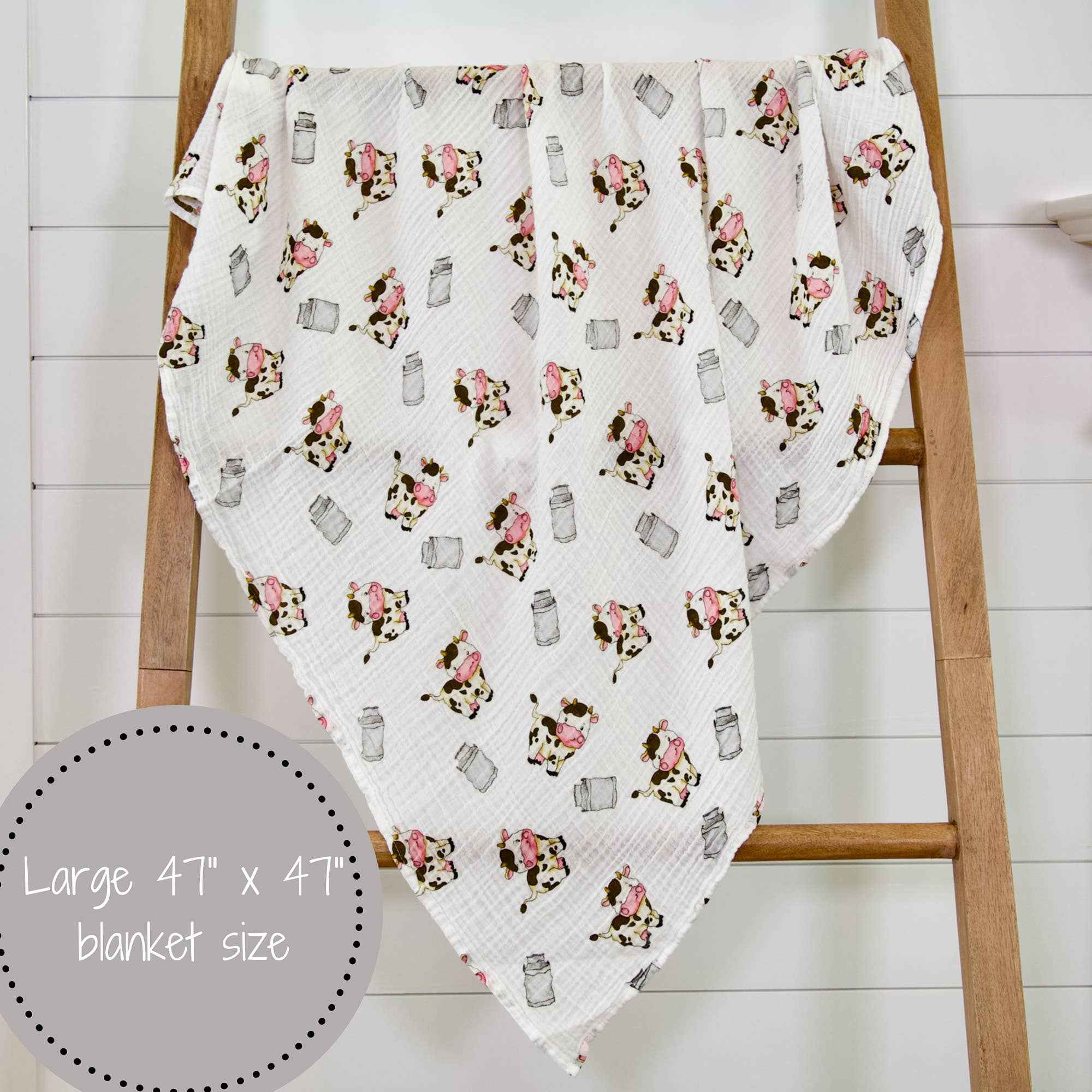 The Cow Goes MOO Baby Muslin Swaddle Blanket - Image 6