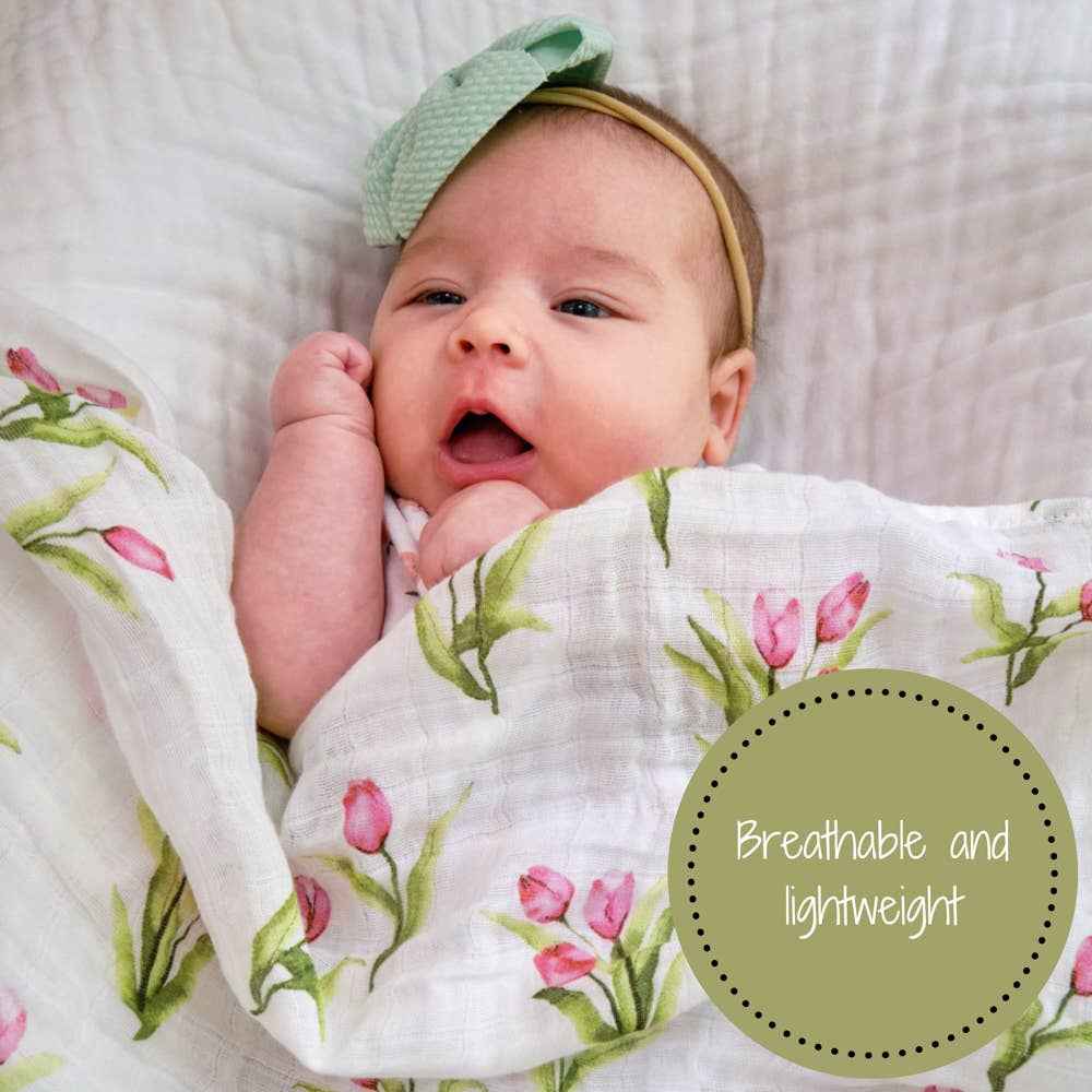 Tulip Garden Baby Muslin Swaddle Blanket - Image 2