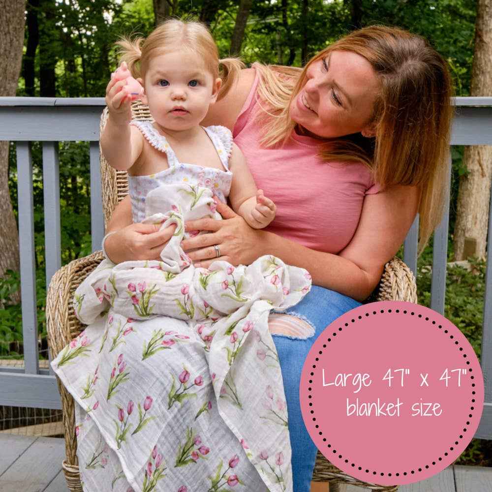 Tulip Garden Baby Muslin Swaddle Blanket - Image 3