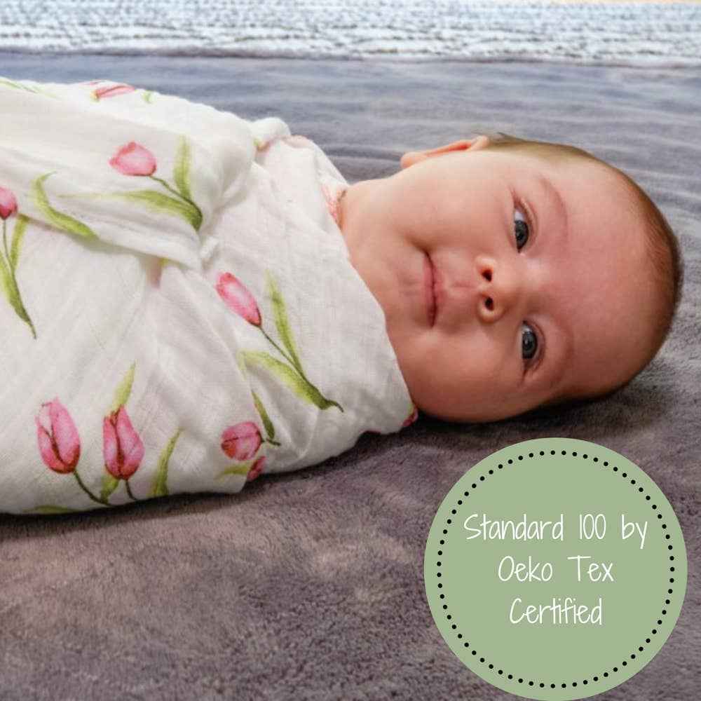 Tulip Garden Baby Muslin Swaddle Blanket - Image 5