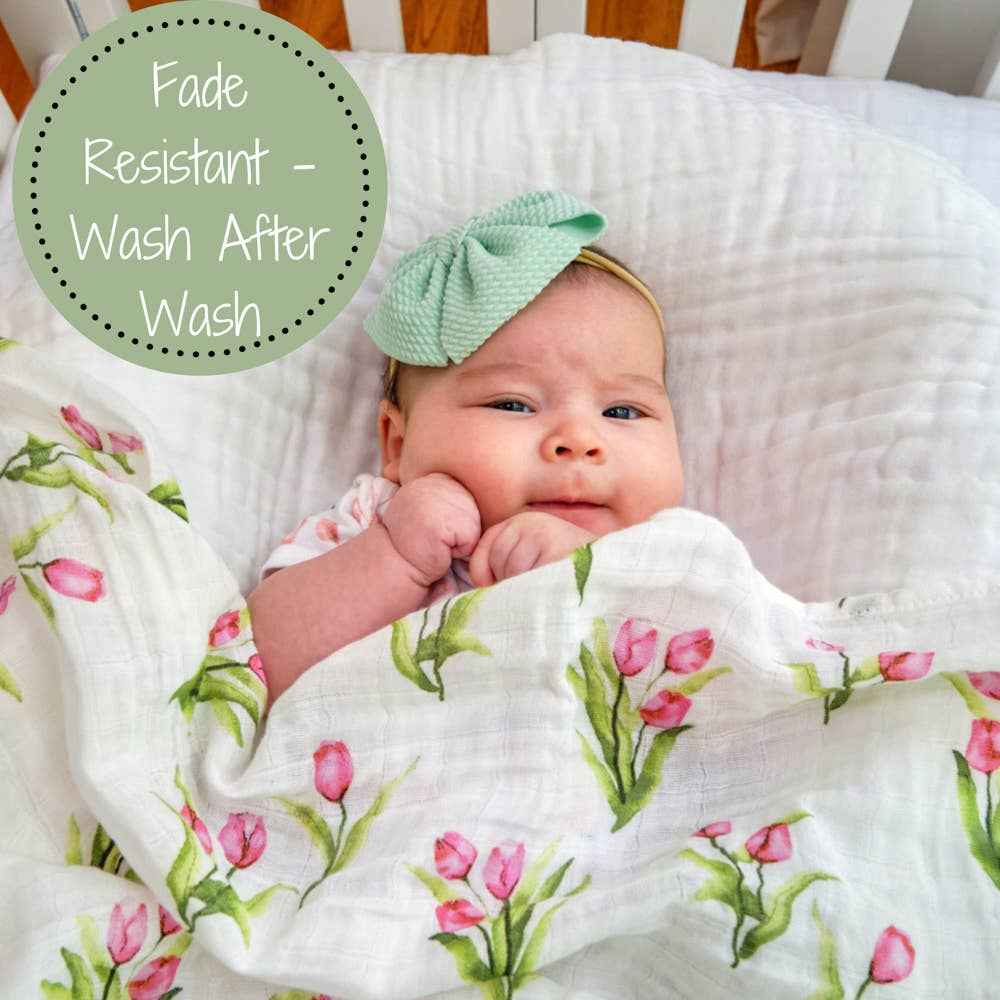 Tulip Garden Baby Muslin Swaddle Blanket - Image 6