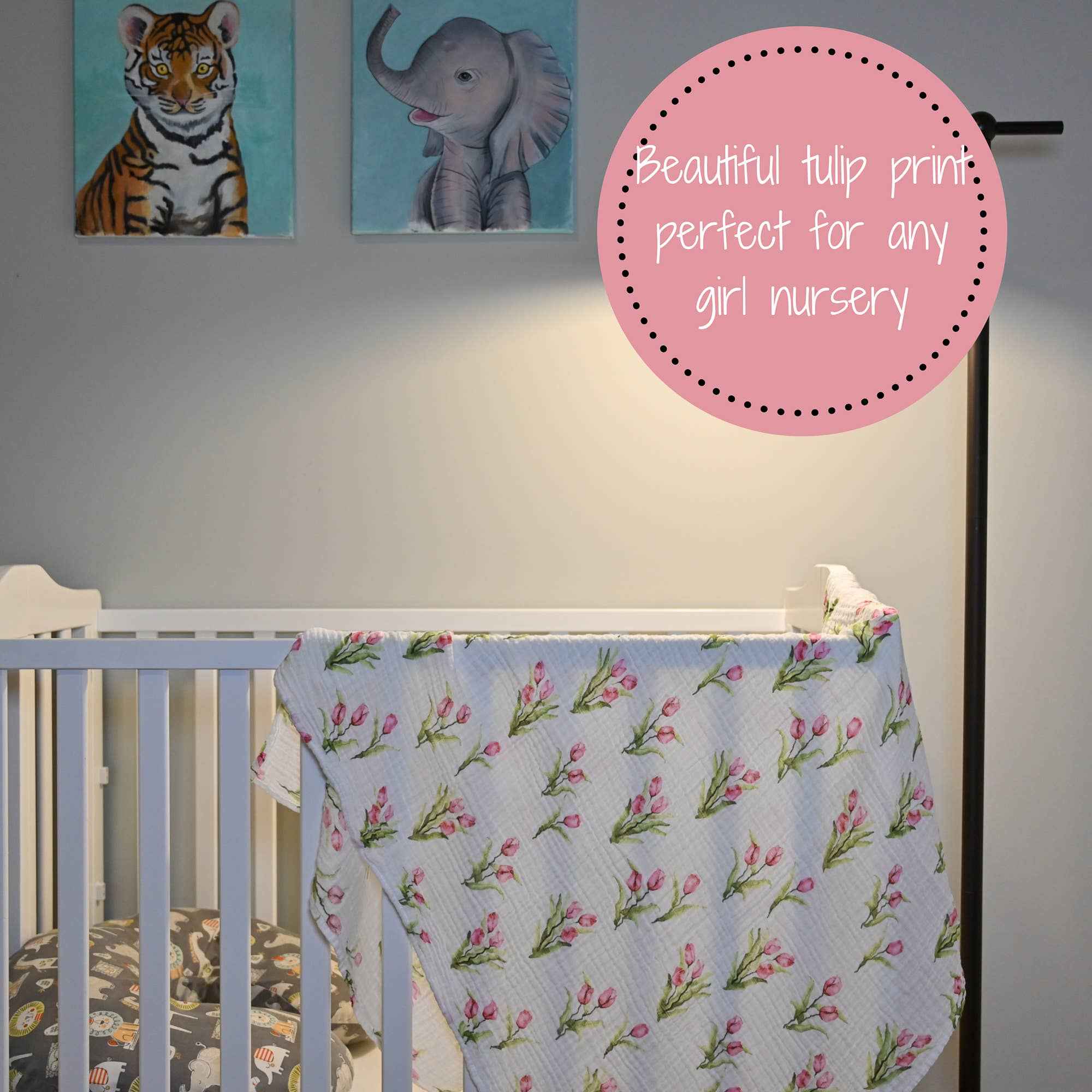 Tulip Garden Baby Muslin Swaddle Blanket - Image 8